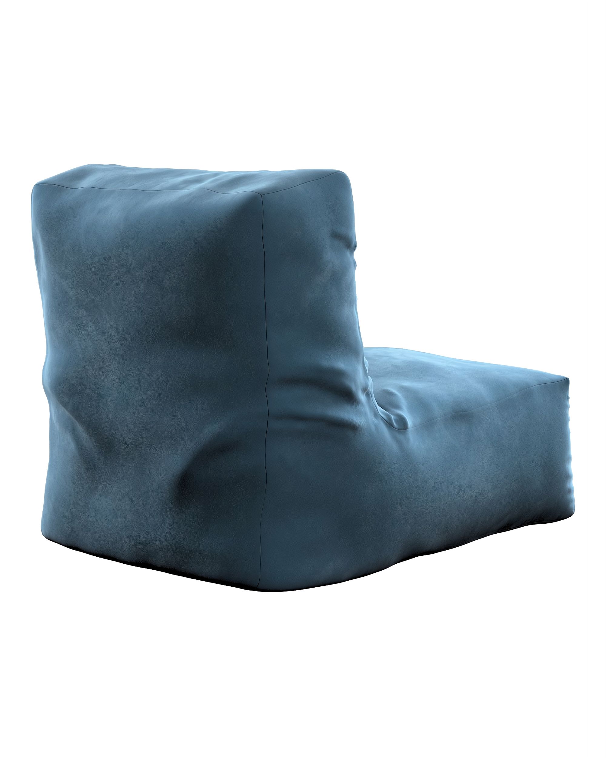 Puf-křeslo Poppy barva modrá látka lesklé, sametová (hover)