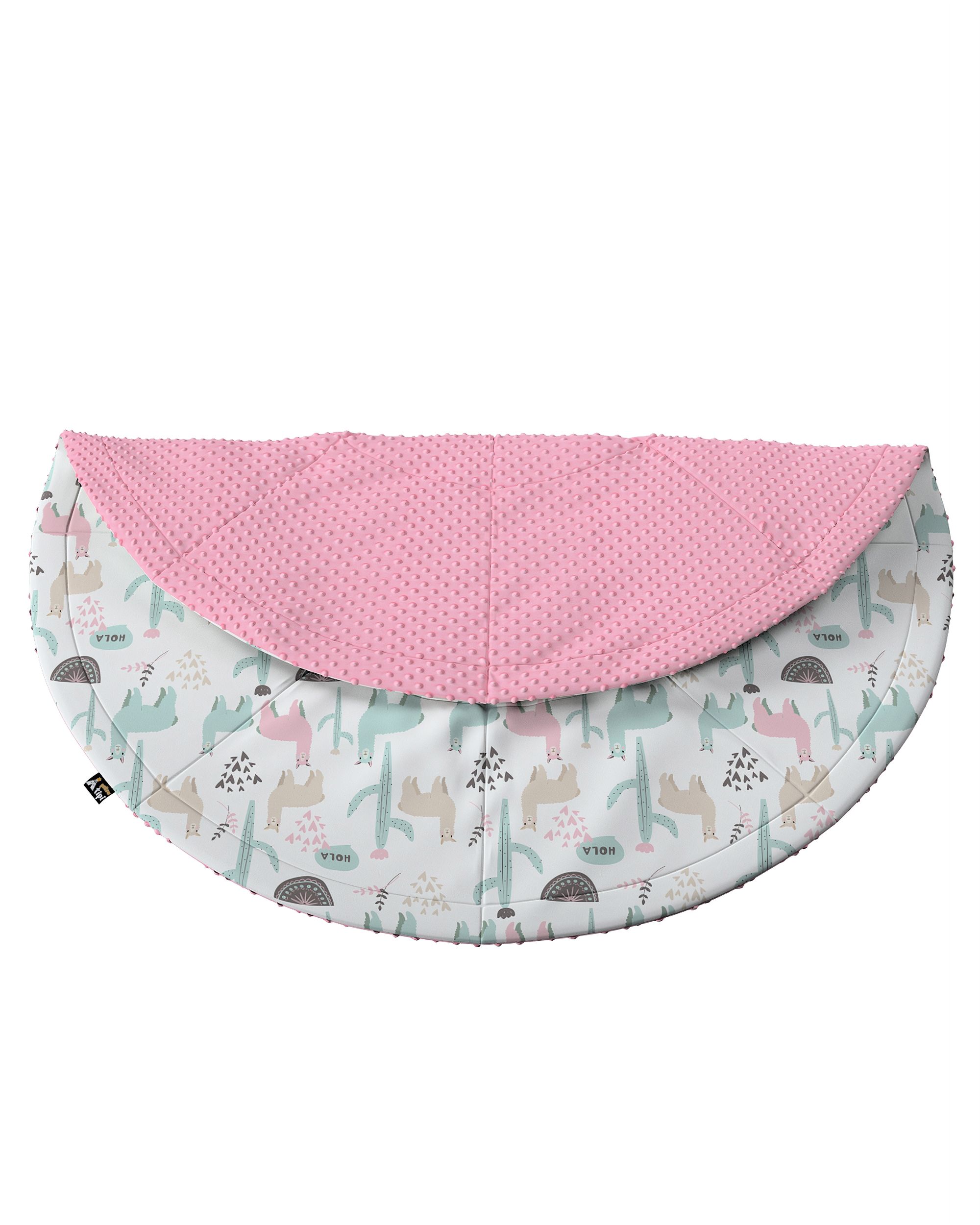 Kulatá podložka 130cm barva zelená látka vzorované (hover)