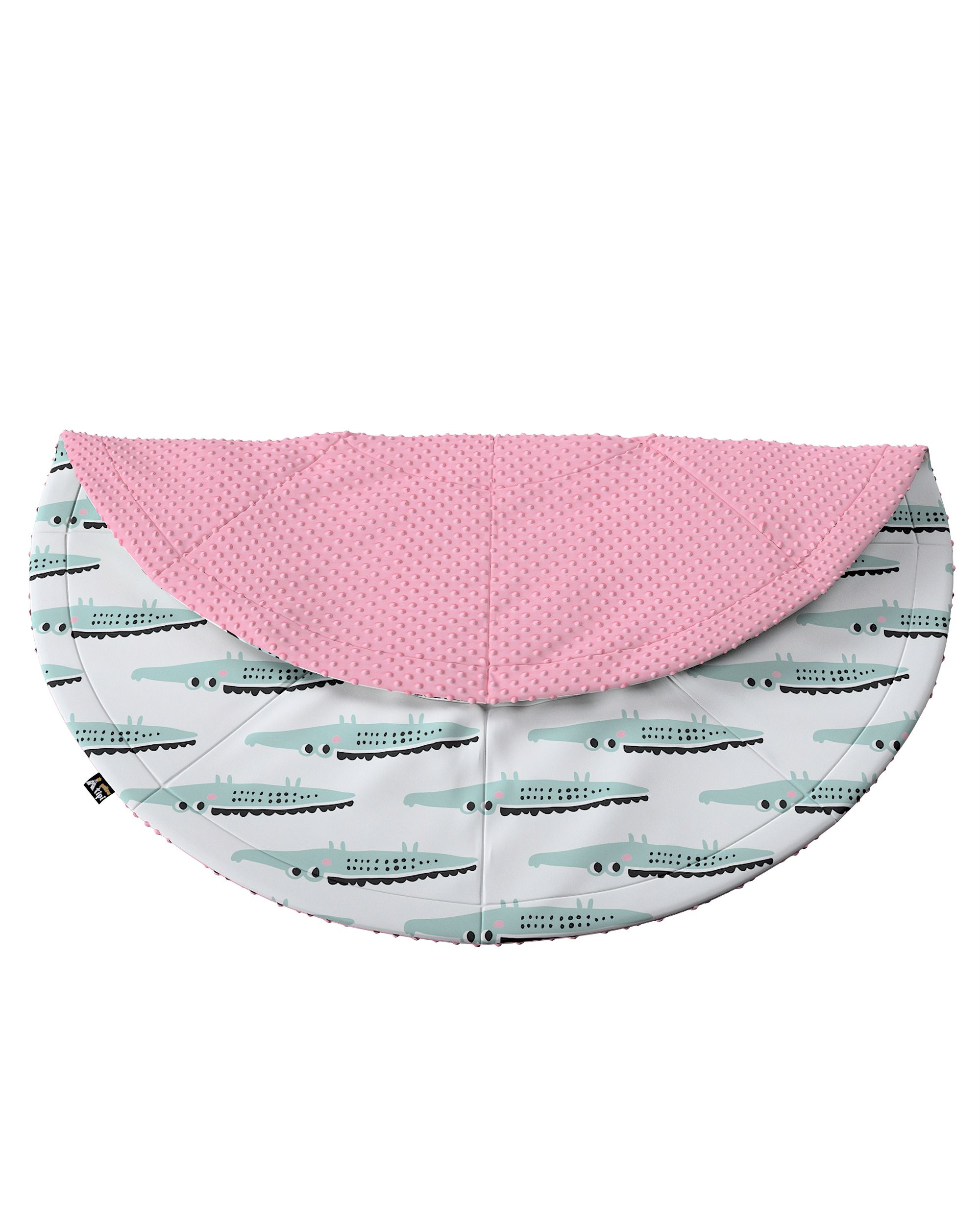 Kulatá podložka 130cm barva zelená látka vzorované (hover)
