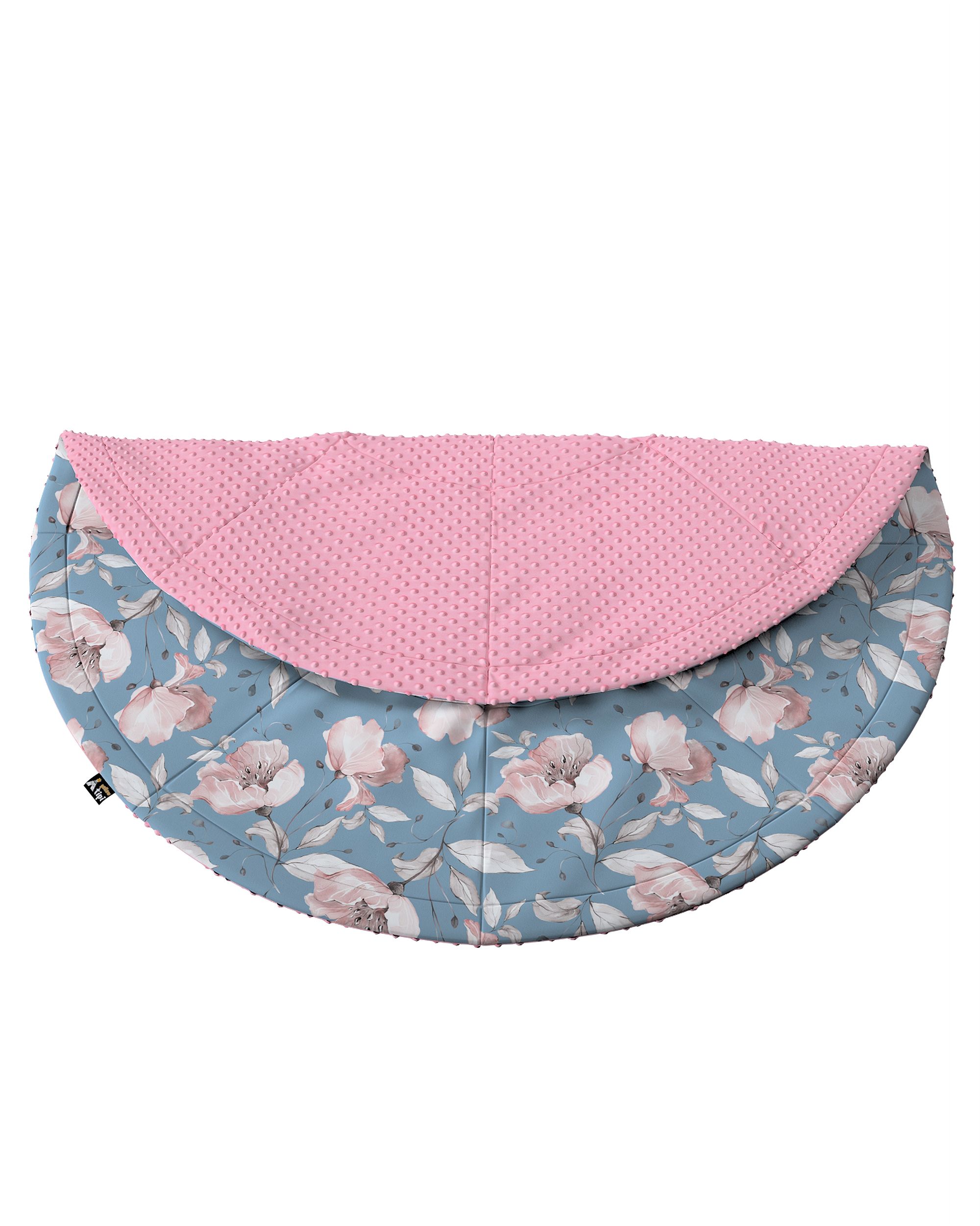 Kulatá podložka 130cm barva modrá látka vzorované (hover)