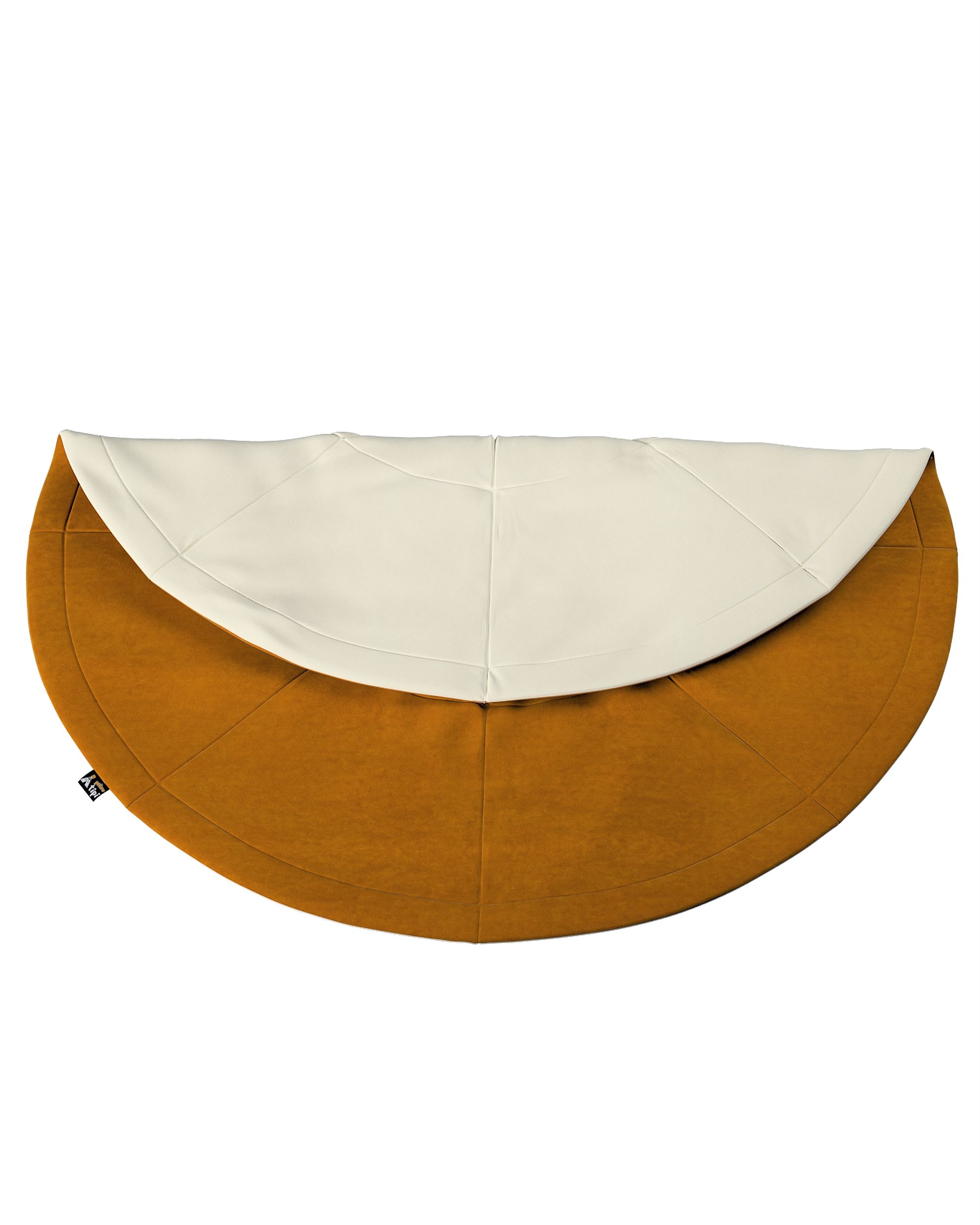 Kulatá podložka 130cm barva žlutá látka lesklé, sametová (hover)