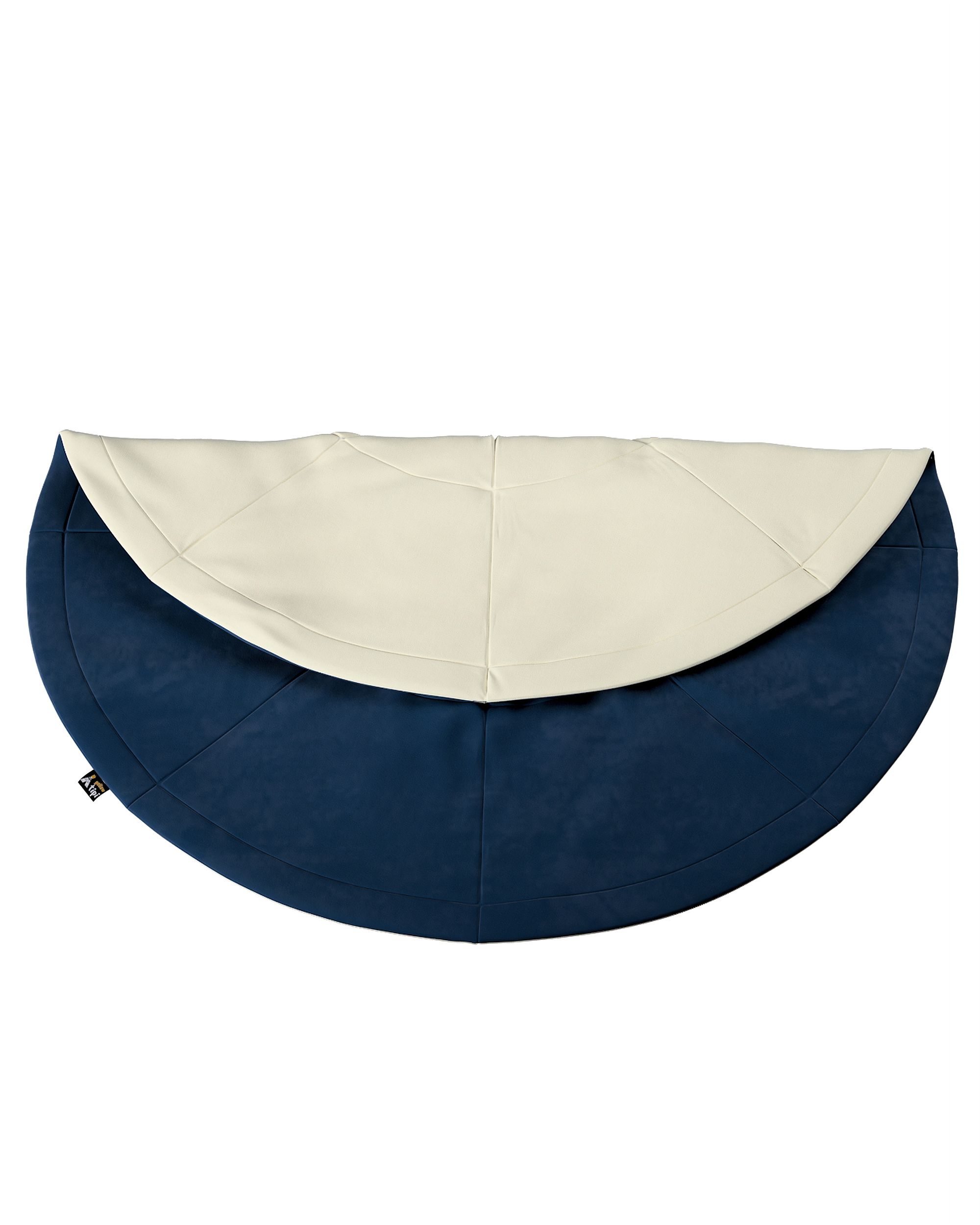 Kulatá podložka 130cm barva tmavě modrá látka lesklé, sametová (hover)
