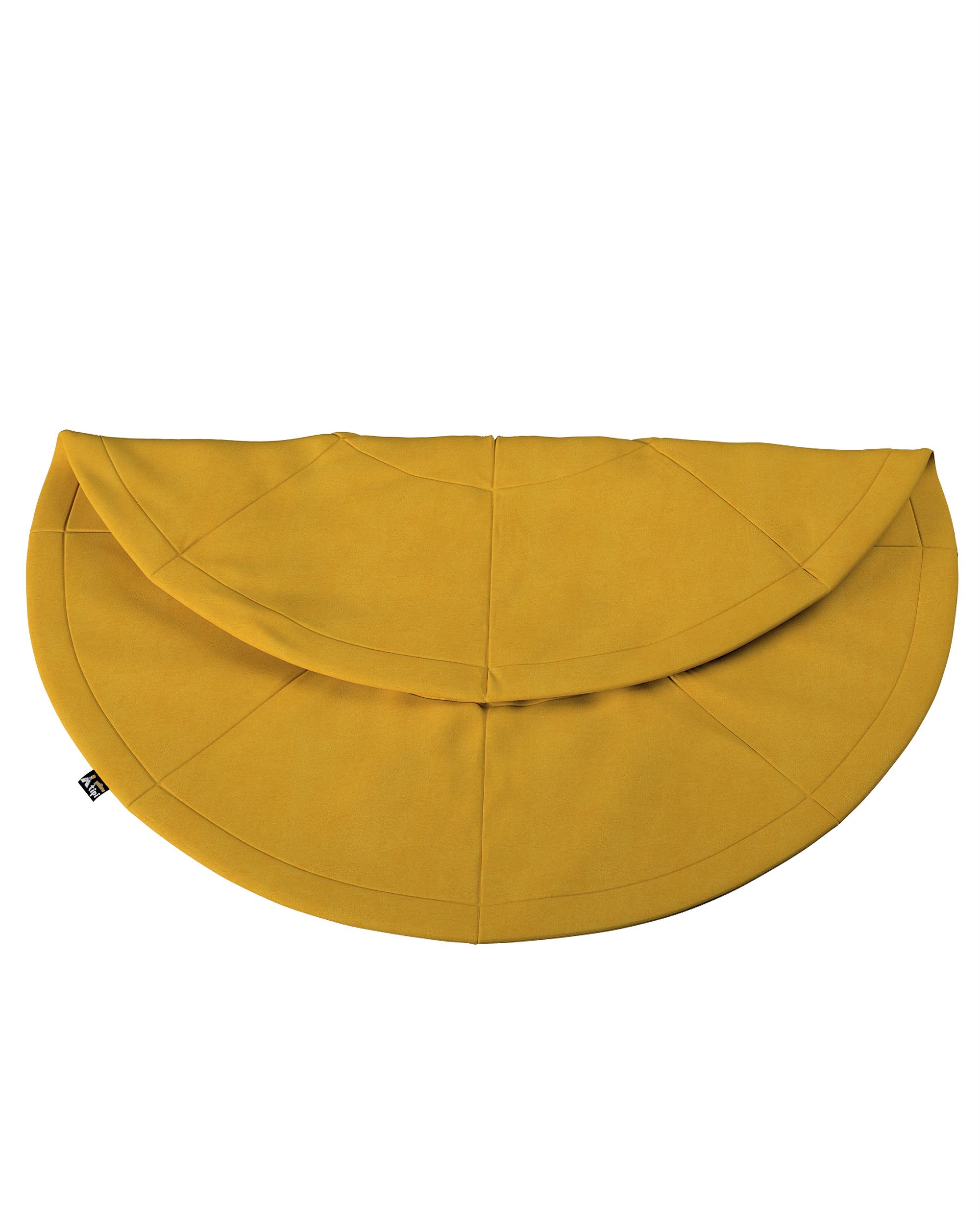 Kulatá podložka 130cm barva žlutá látka pletený vzor (hover)