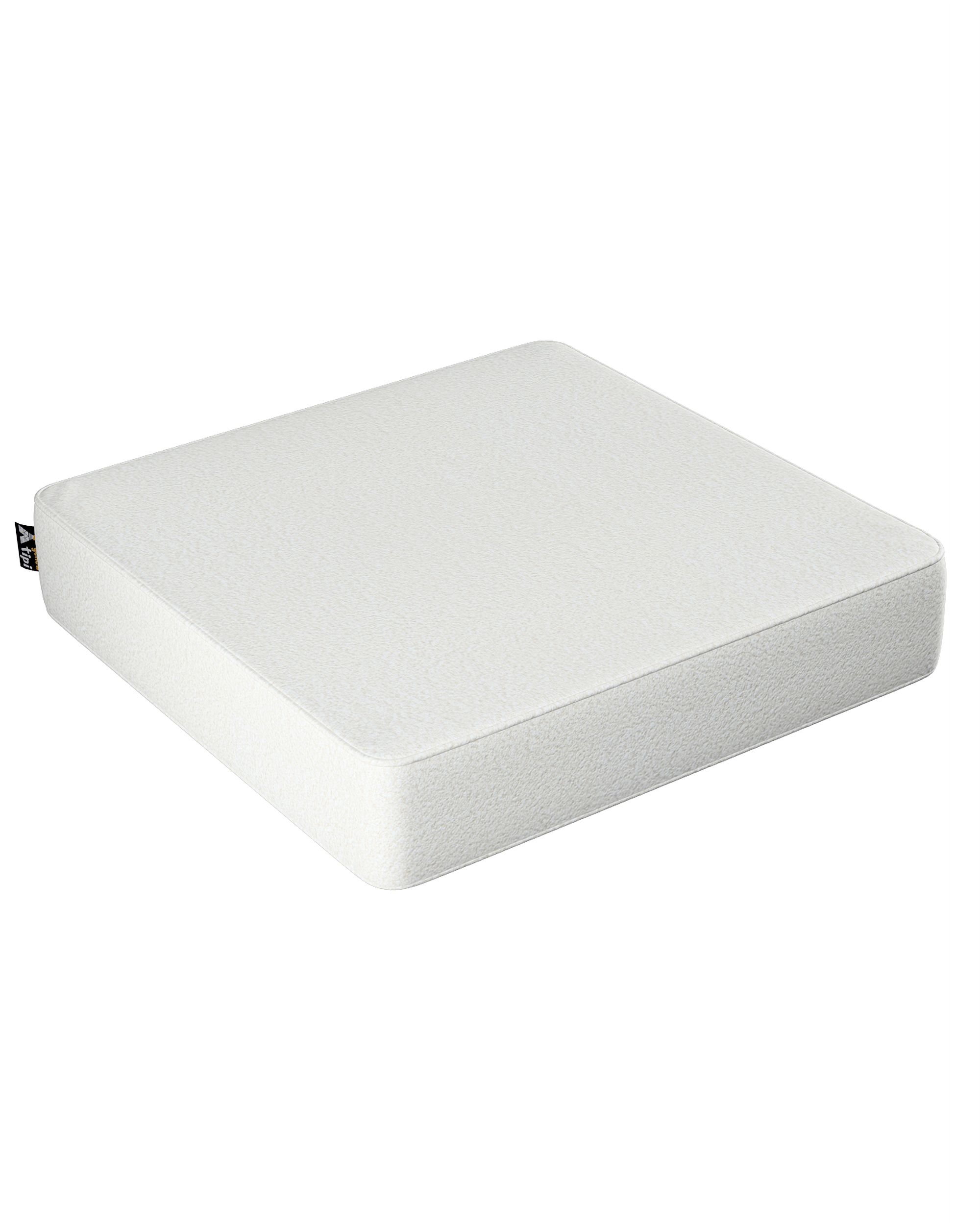 Puf Square barva bílá látka pletený vzor