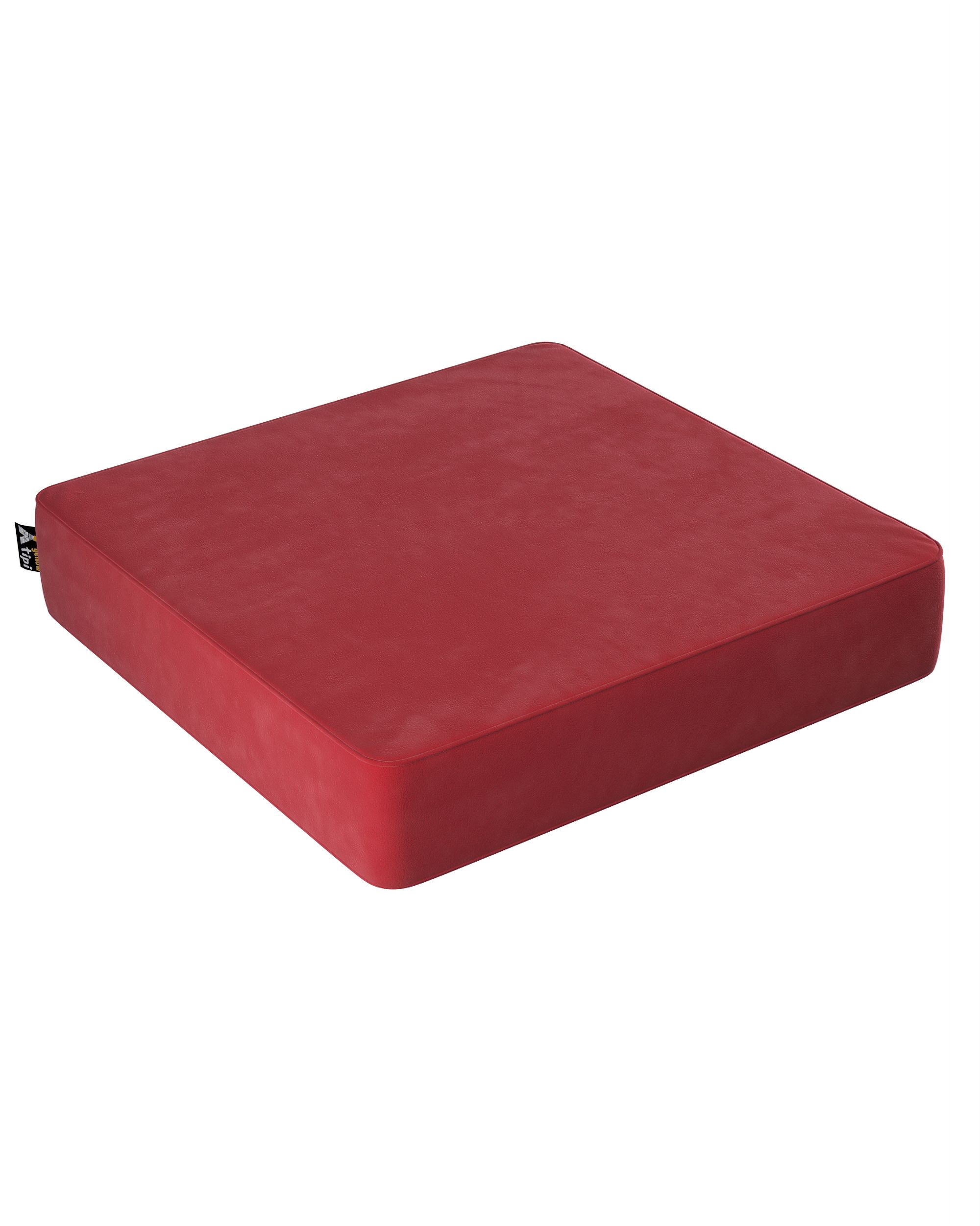 Puf Square barva červená látka lesklé, sametová