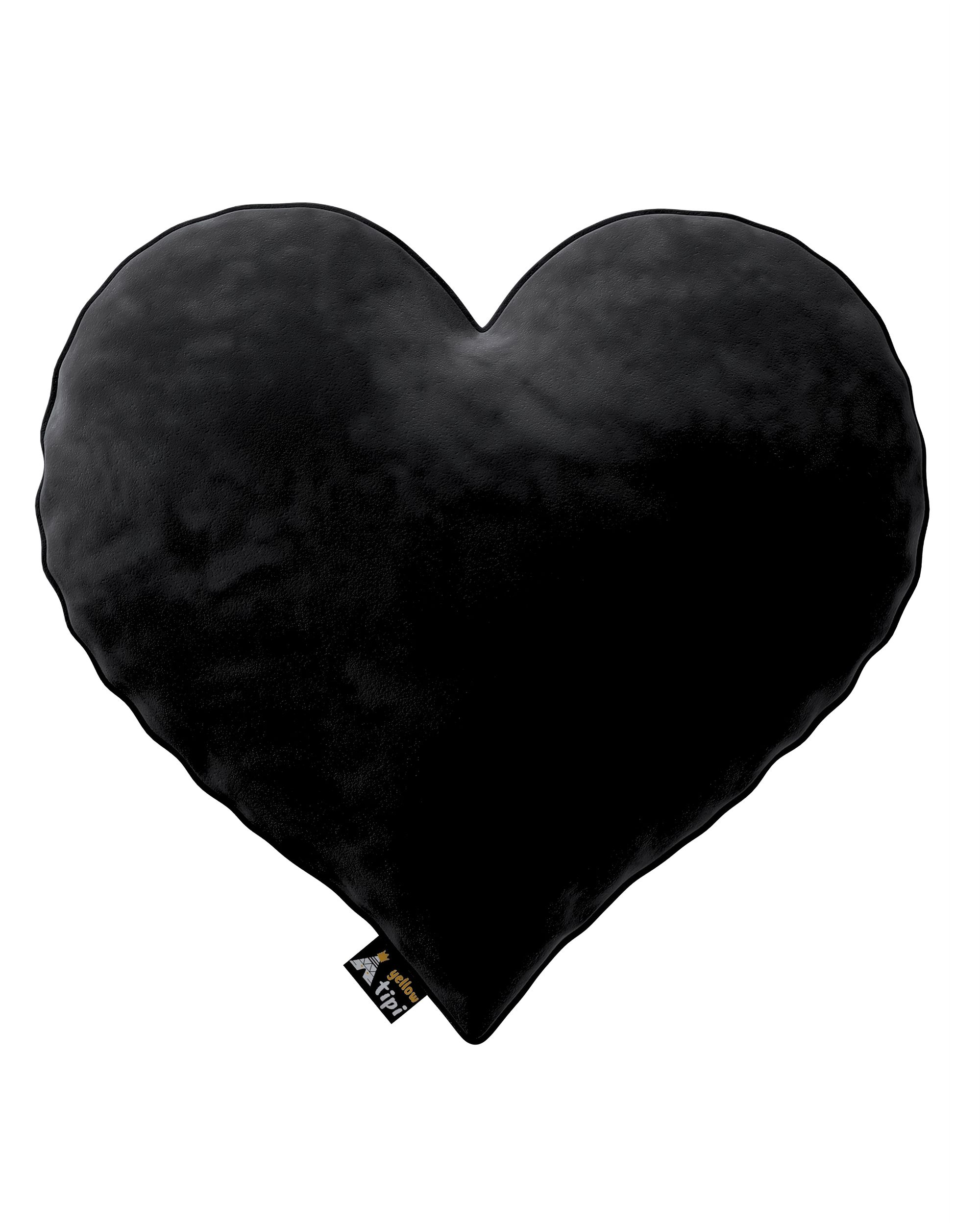 Polštář Heart of Love barva černá látka lesklé, sametová
