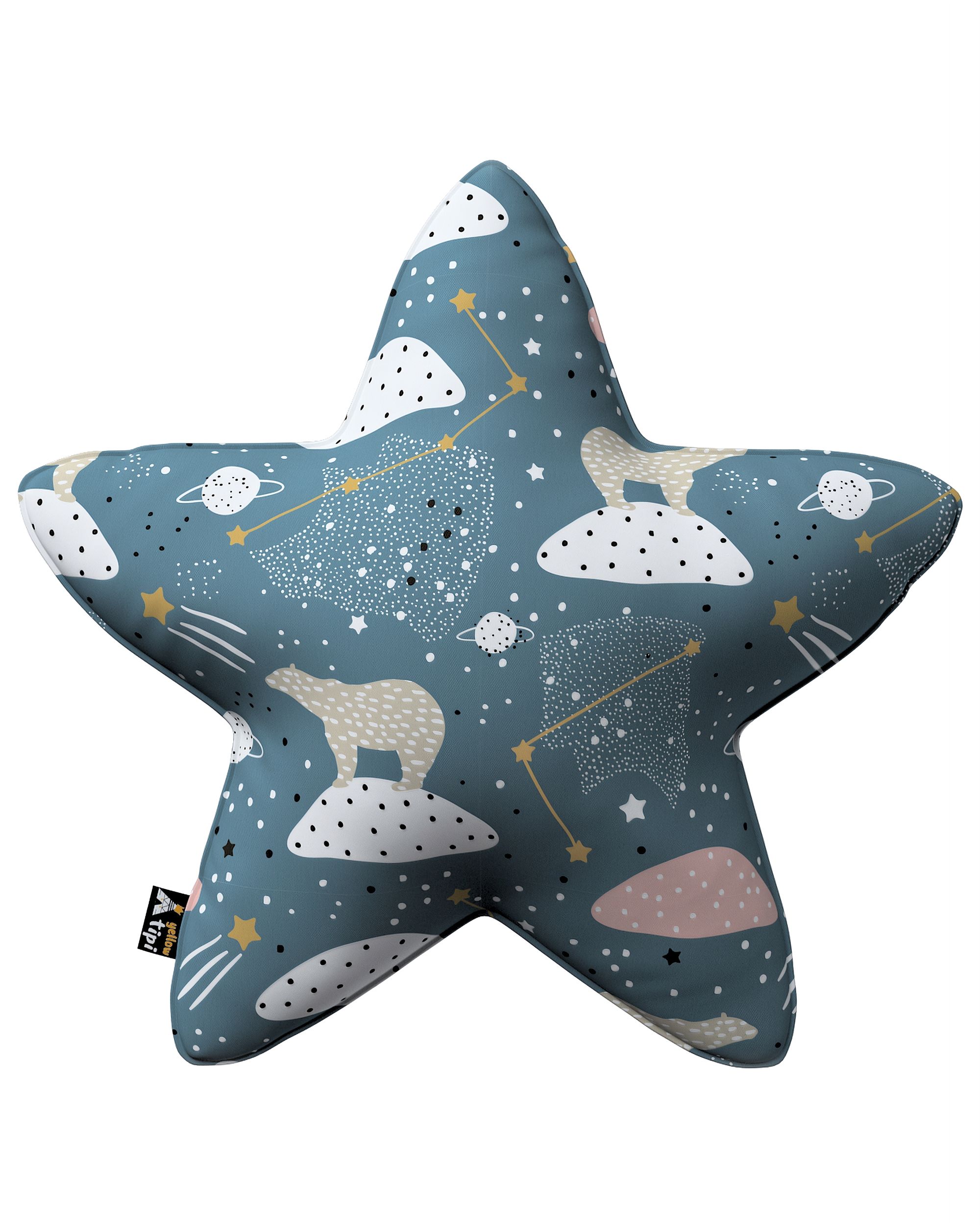 Polštář Lucky Star barva modrá látka vzorované