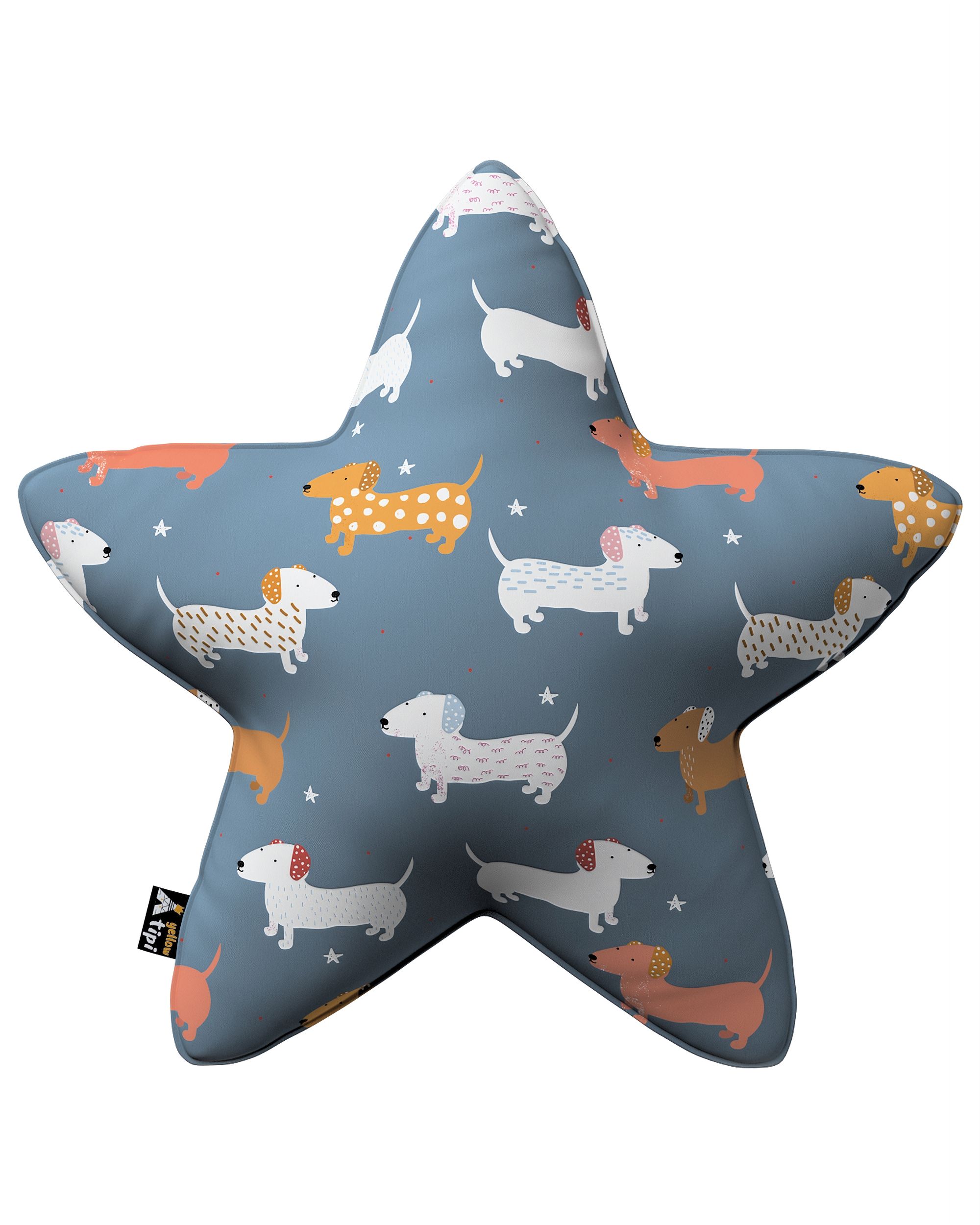 Polštář Lucky Star barva modrá látka vzorované