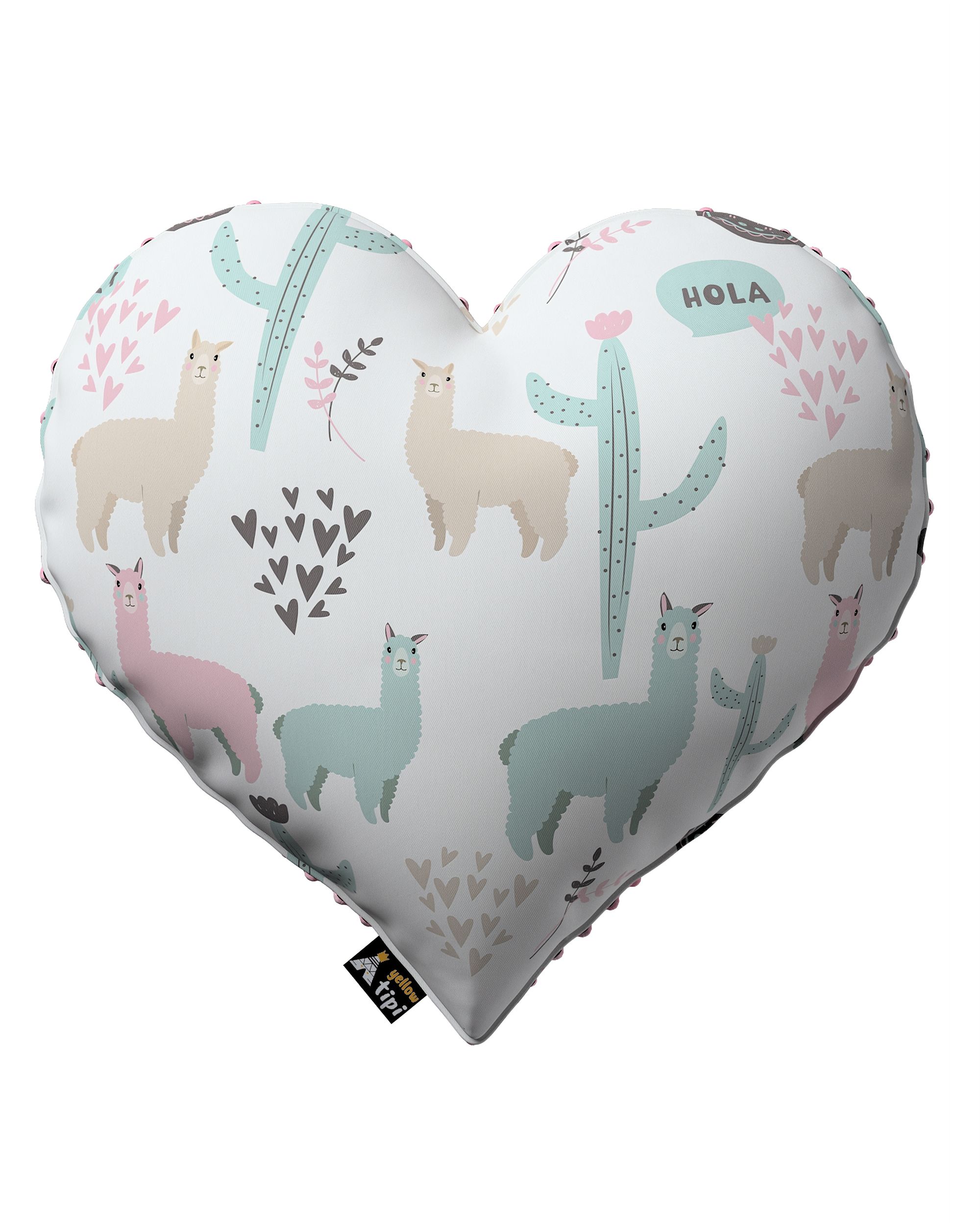 Polštář Heart of Love z minky barva zelená látka vzorované