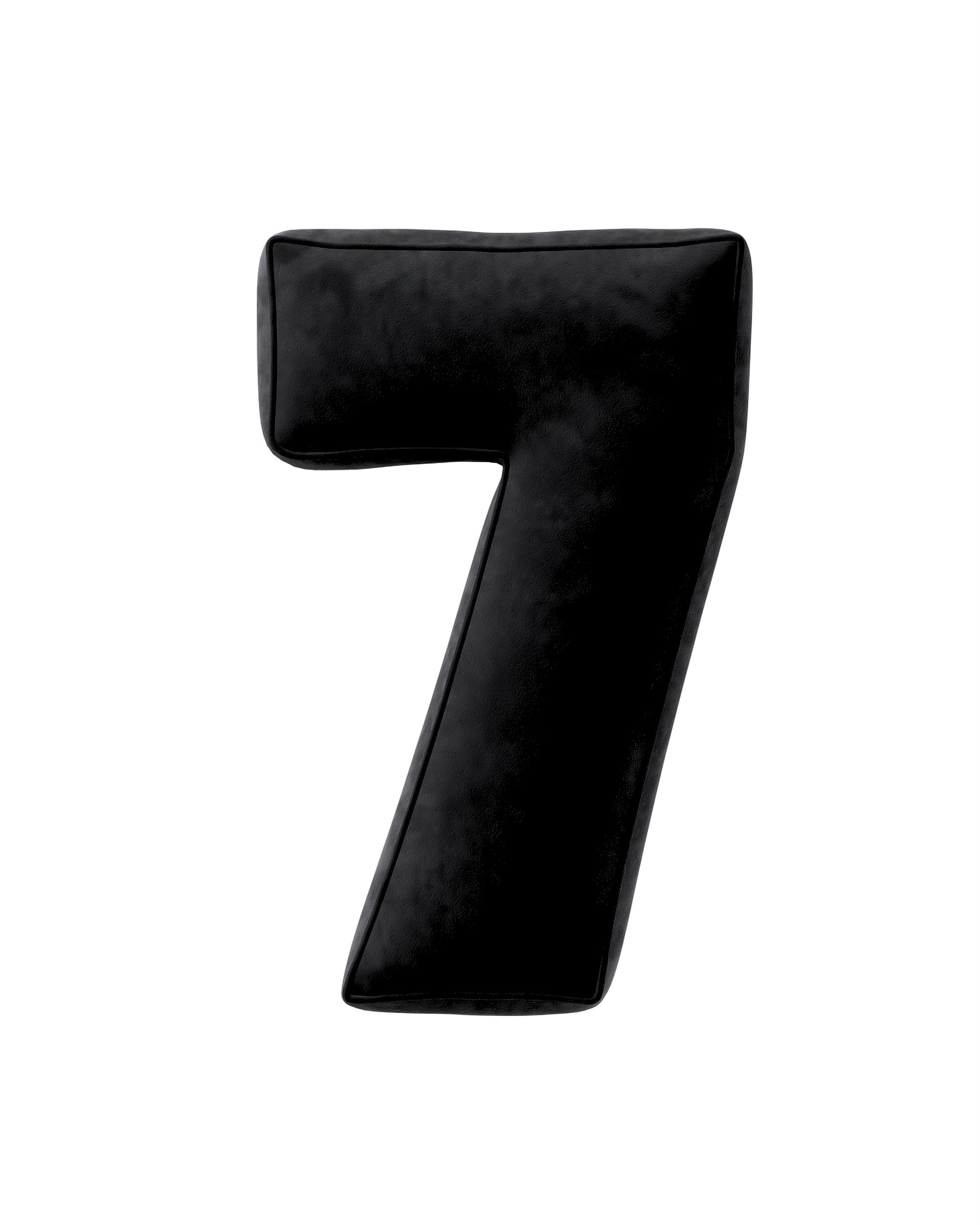 Polštářek Číslo 7 barva černá látka lesklé, sametová