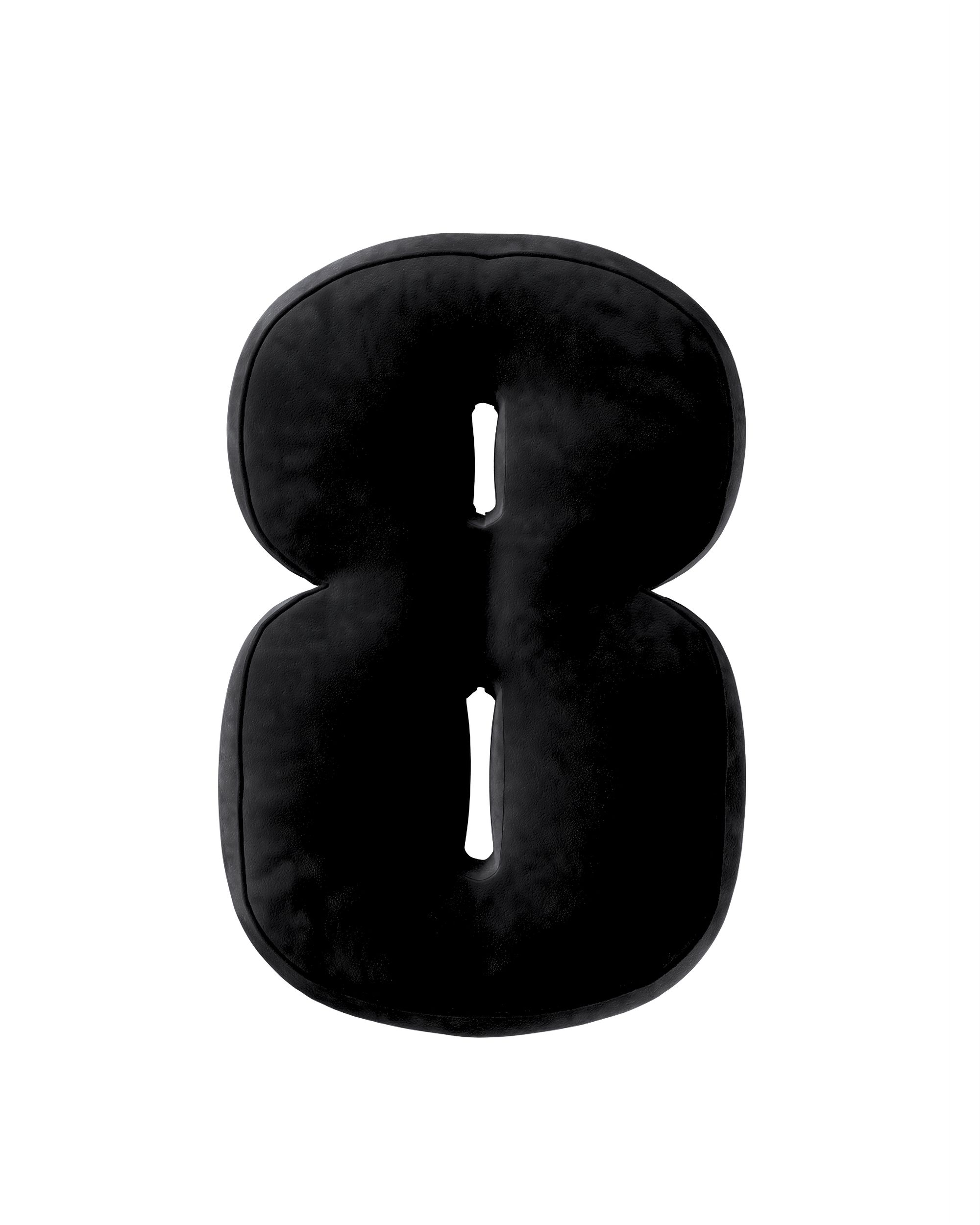 Polštářek Číslo 8 barva černá látka lesklé, sametová