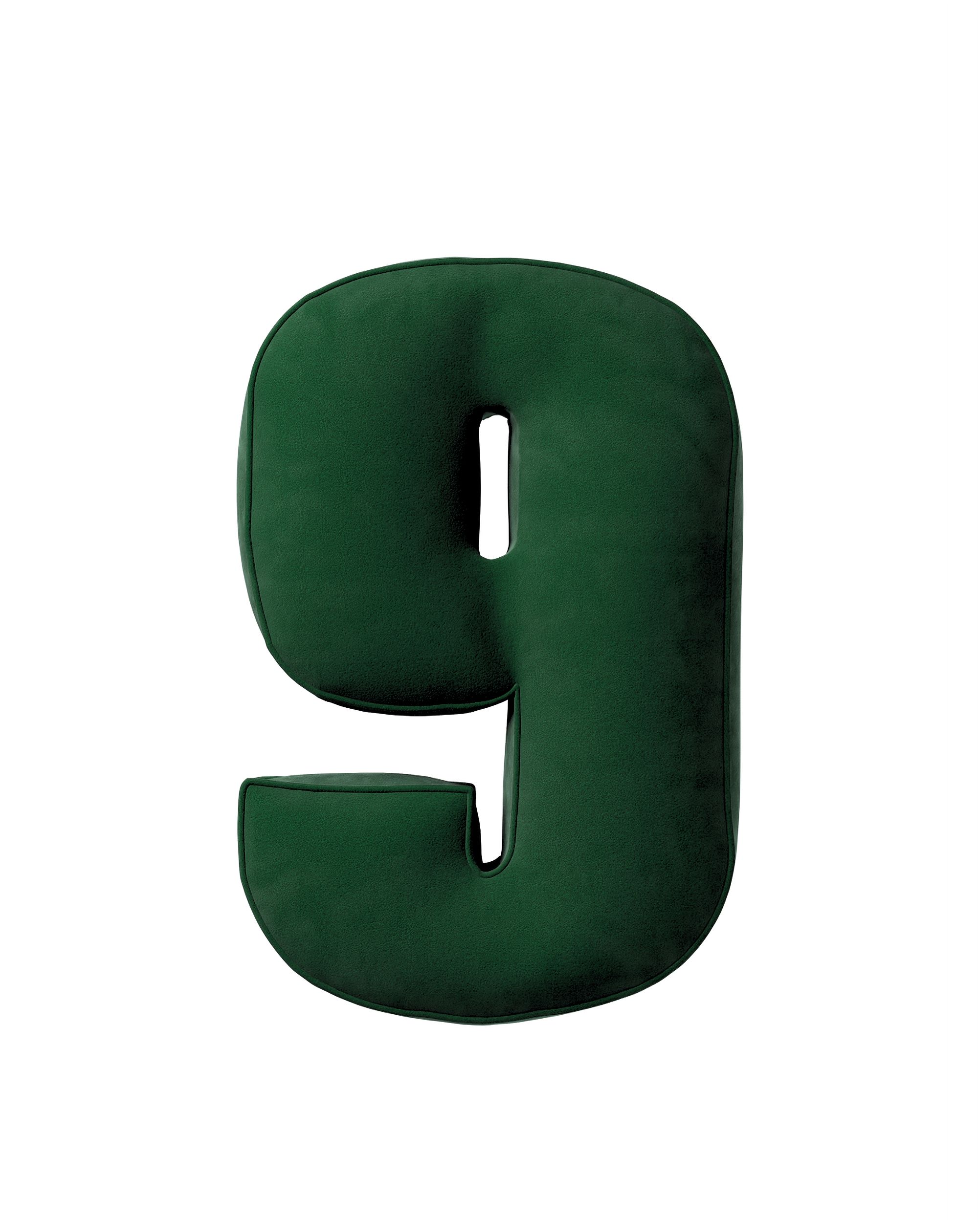 Polštářek Číslo 9 barva zelená látka lesklé, sametová