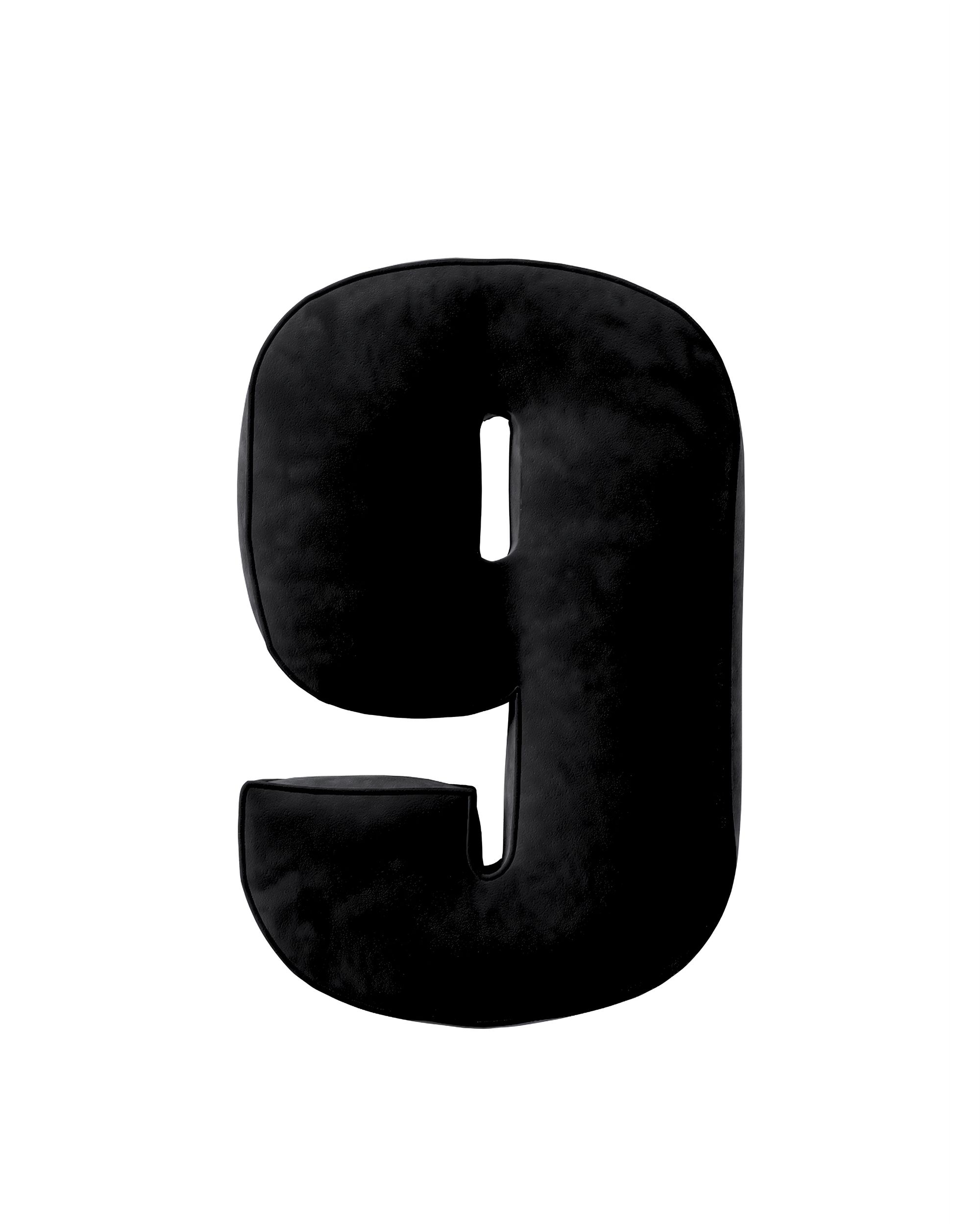 Polštářek Číslo 9 barva černá látka lesklé, sametová