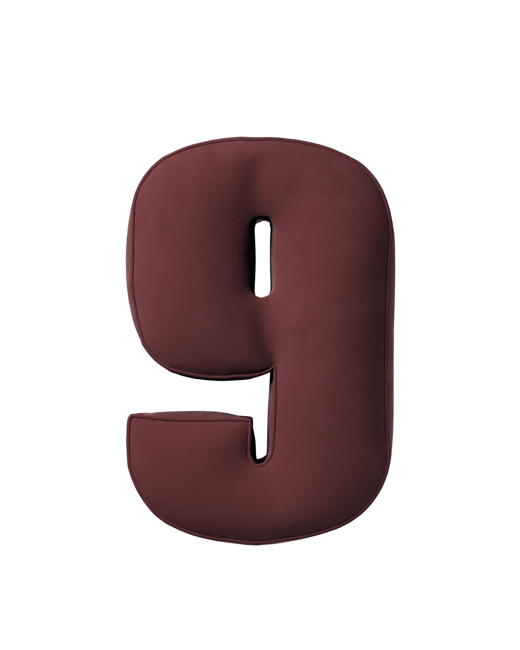 Polštářek Číslo 9 barva červená látka lesklé, sametová