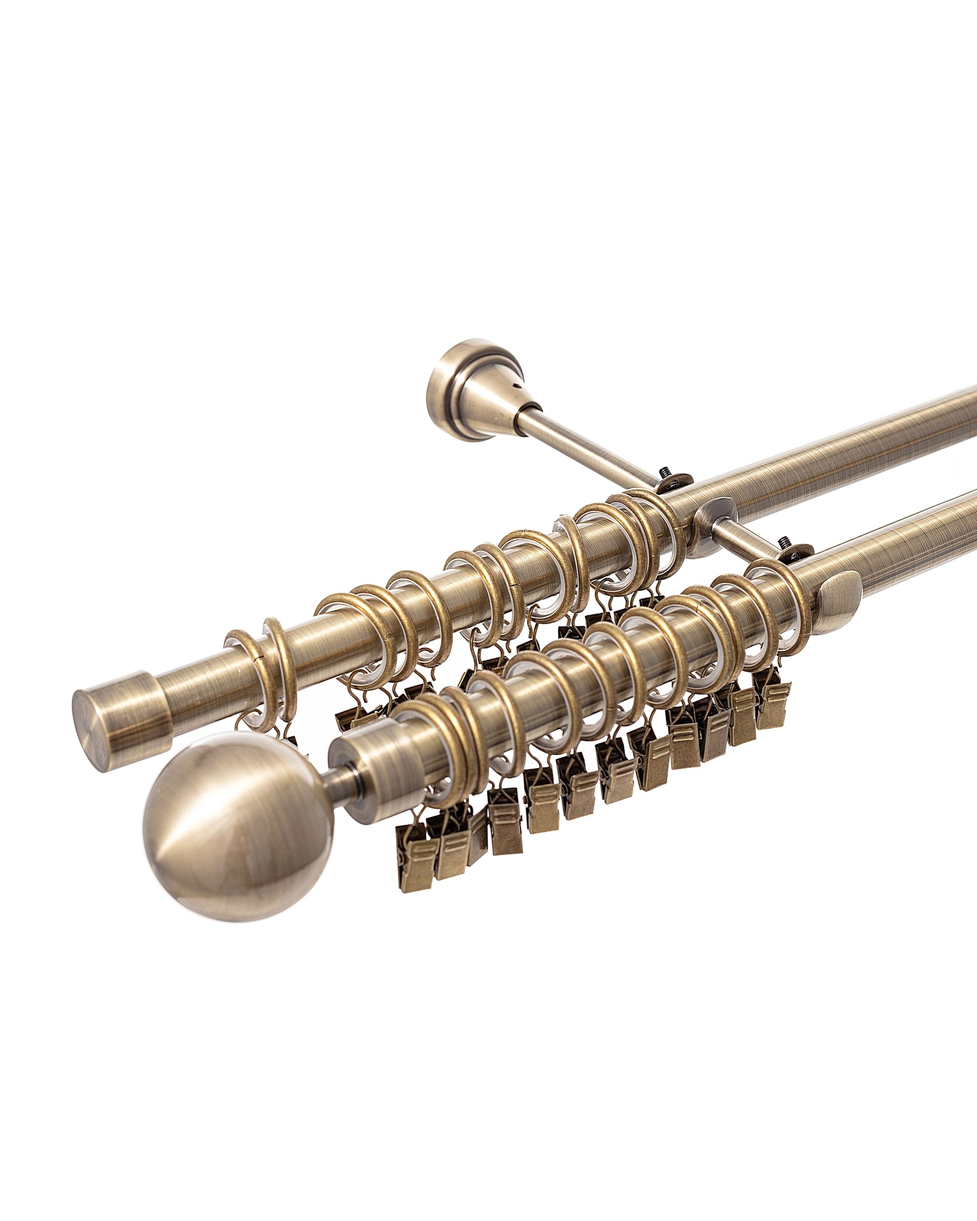 Dvojitá garnýž Elegant antique brass 200 cm
