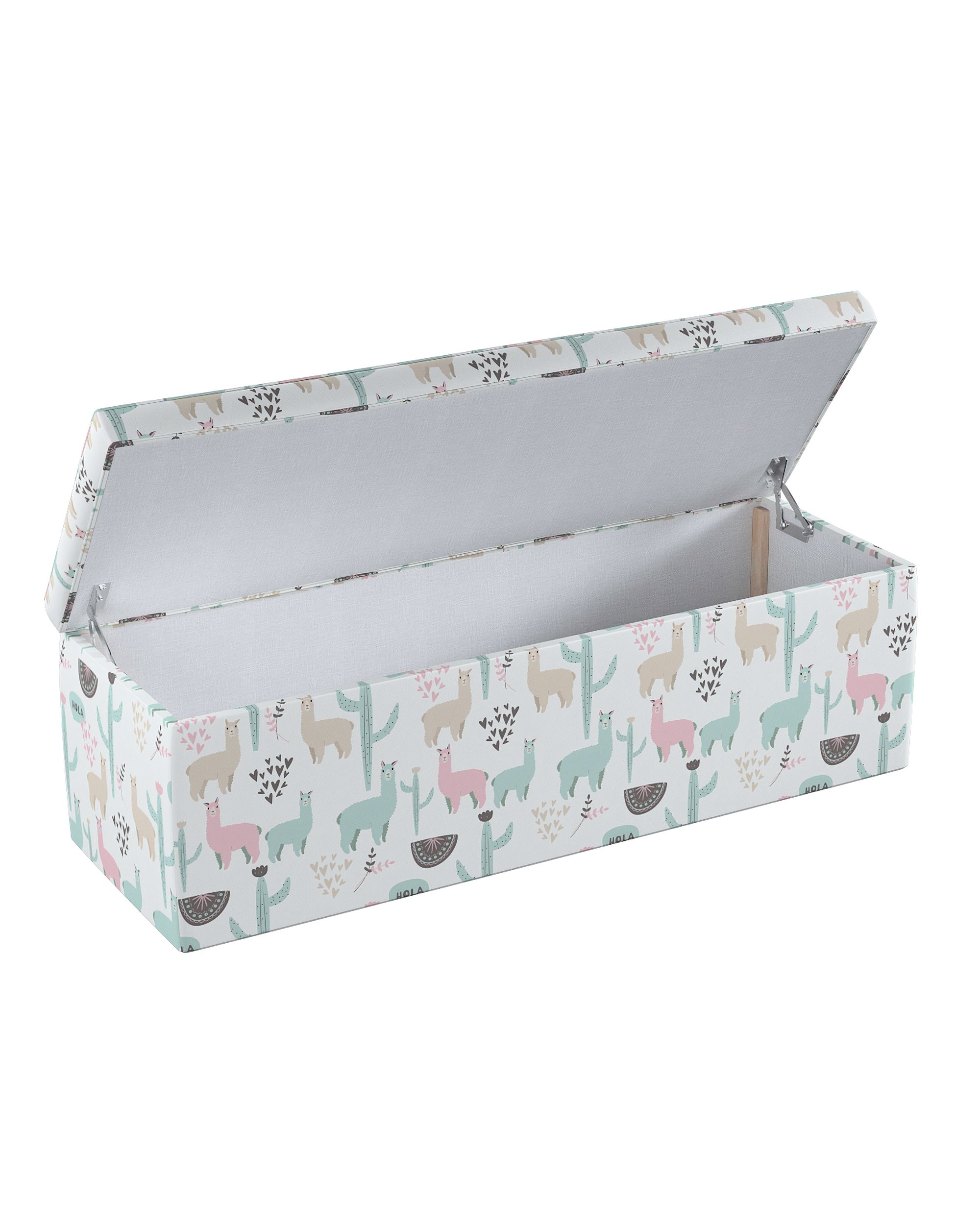 Čalouněný úložný sedací box barva zelená látka vzorované (hover)