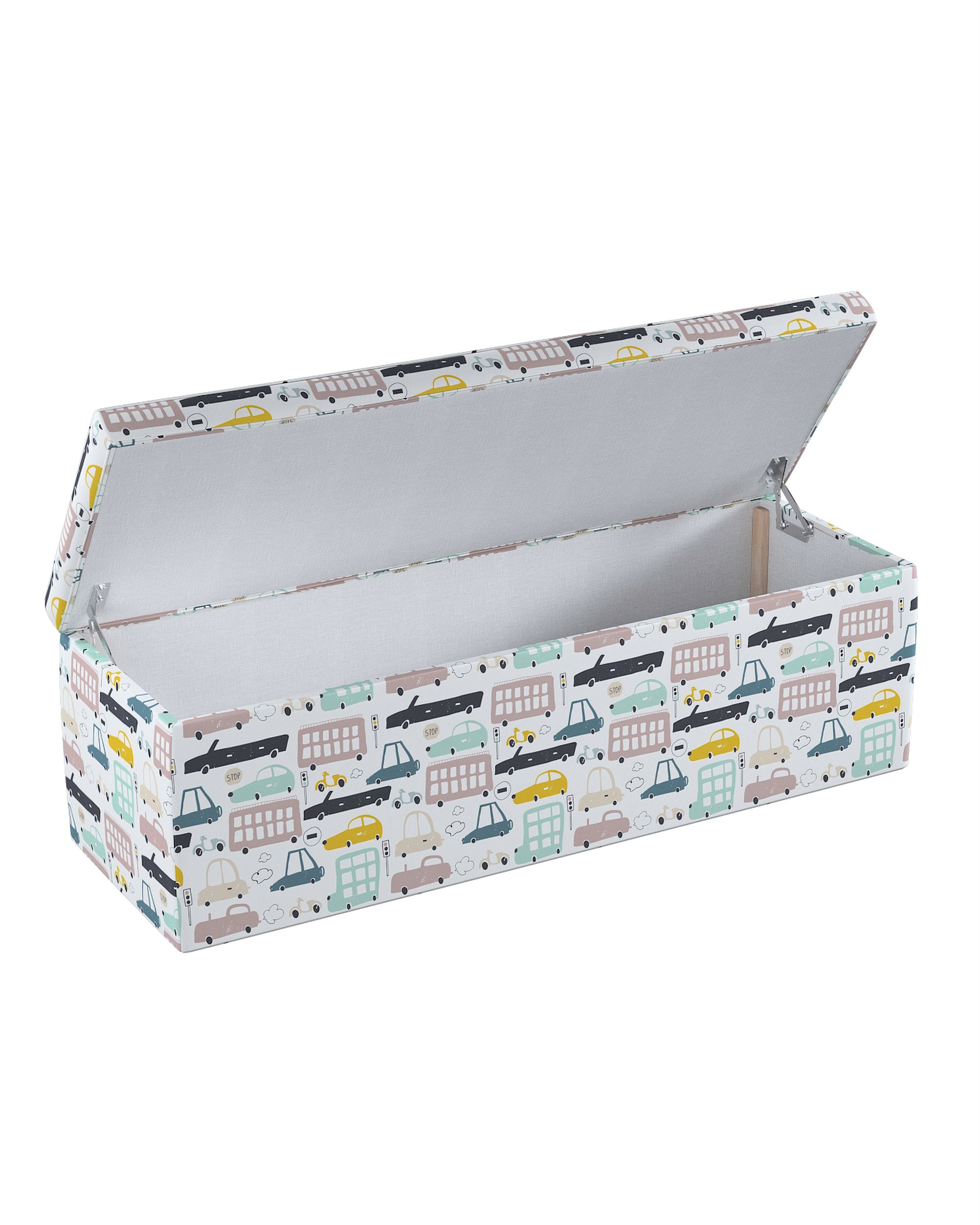 Čalouněný úložný sedací box barva béžová látka vzorované (hover)
