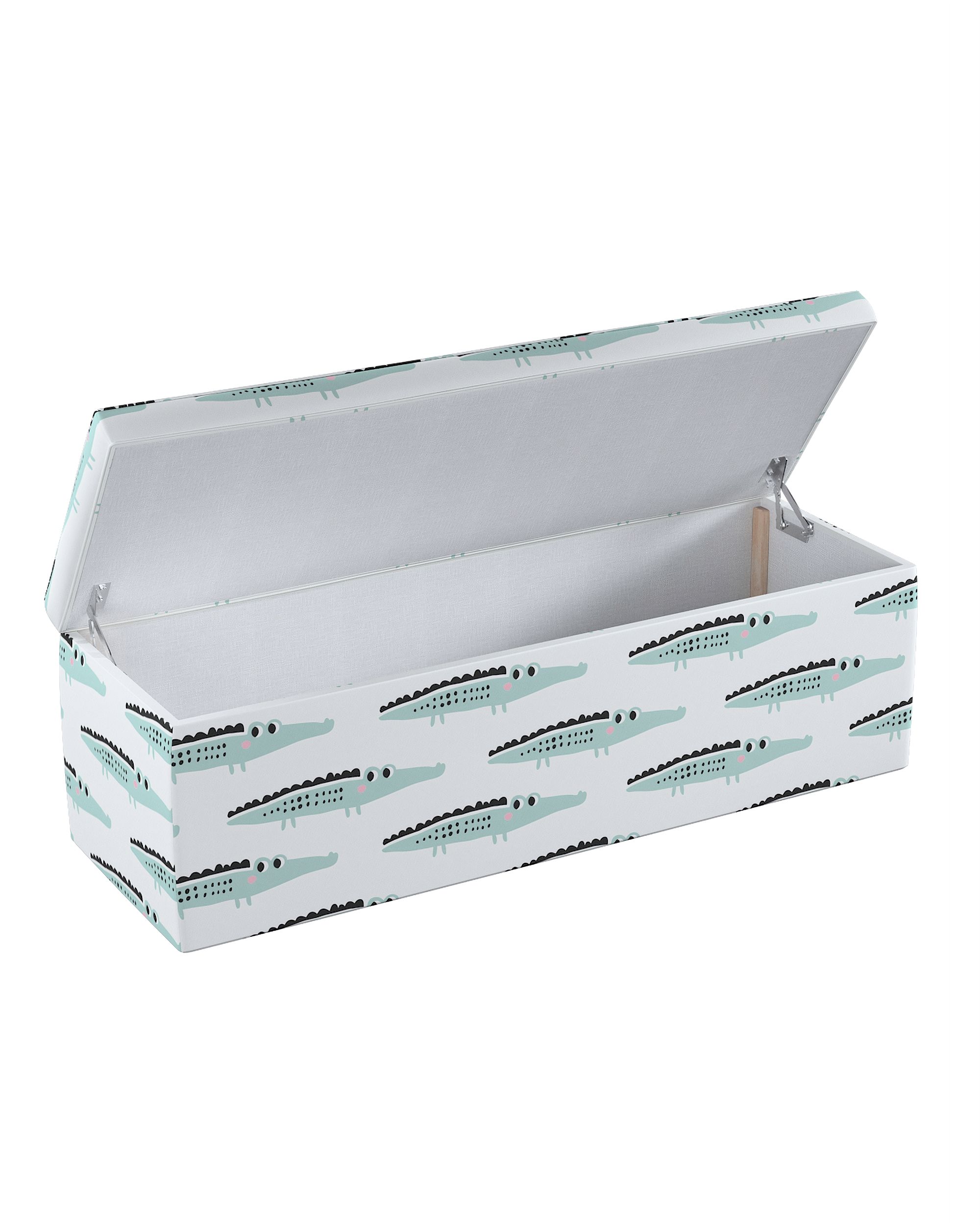 Čalouněný úložný sedací box barva zelená látka vzorované (hover)