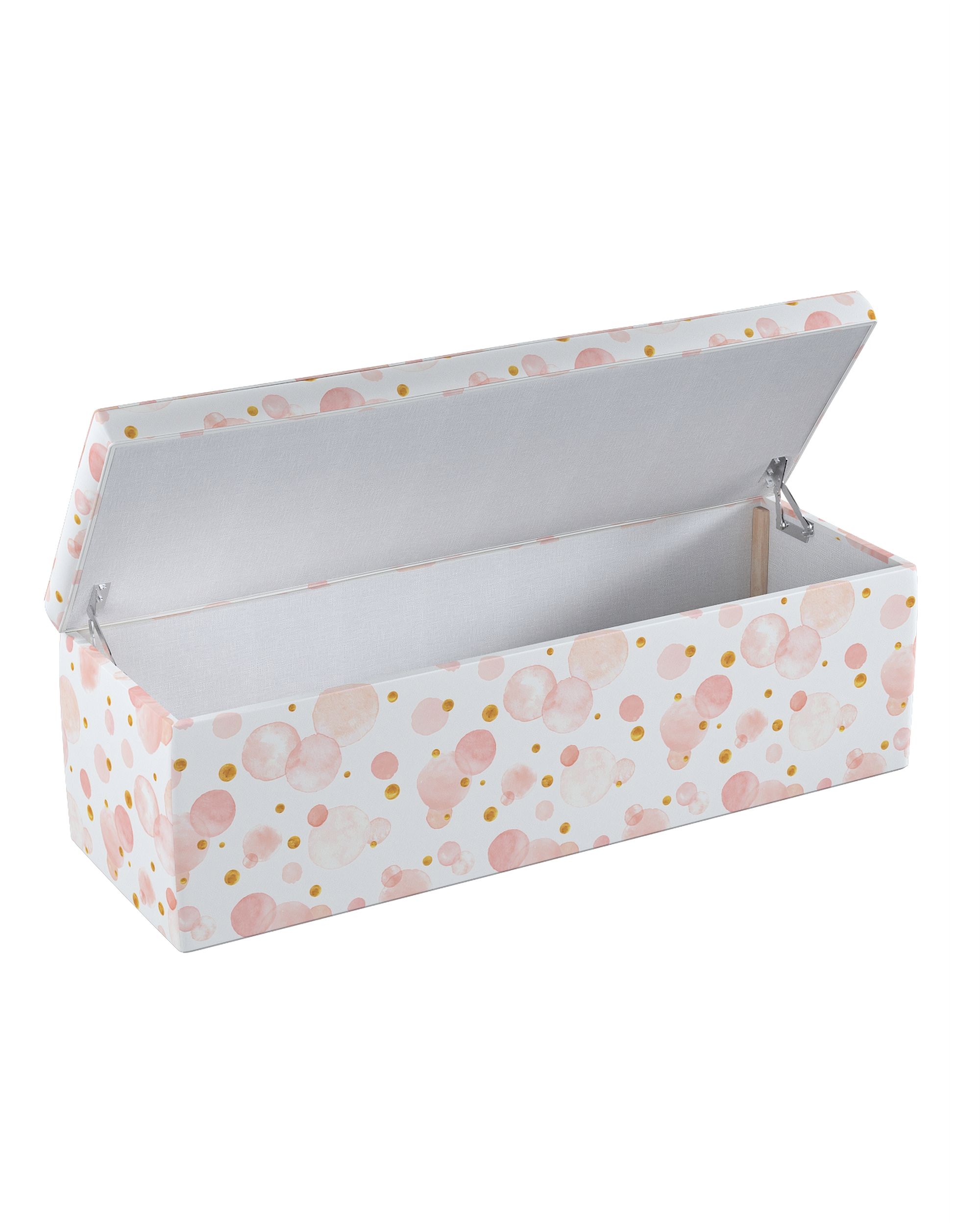 Čalouněný úložný sedací box barva růžová látka vzorované (hover)