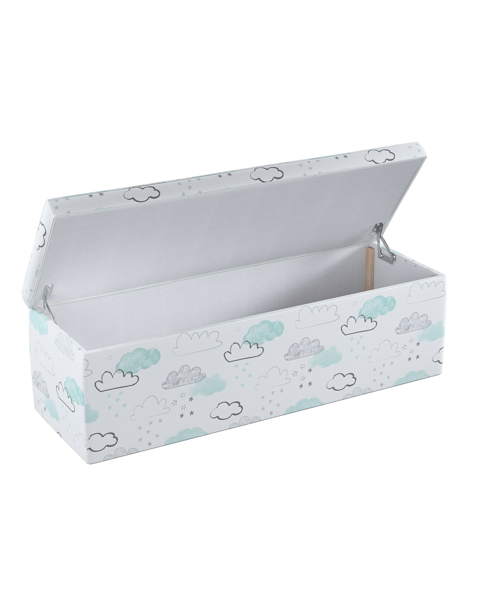 Čalouněný úložný sedací box barva bílá látka vzorované (hover)
