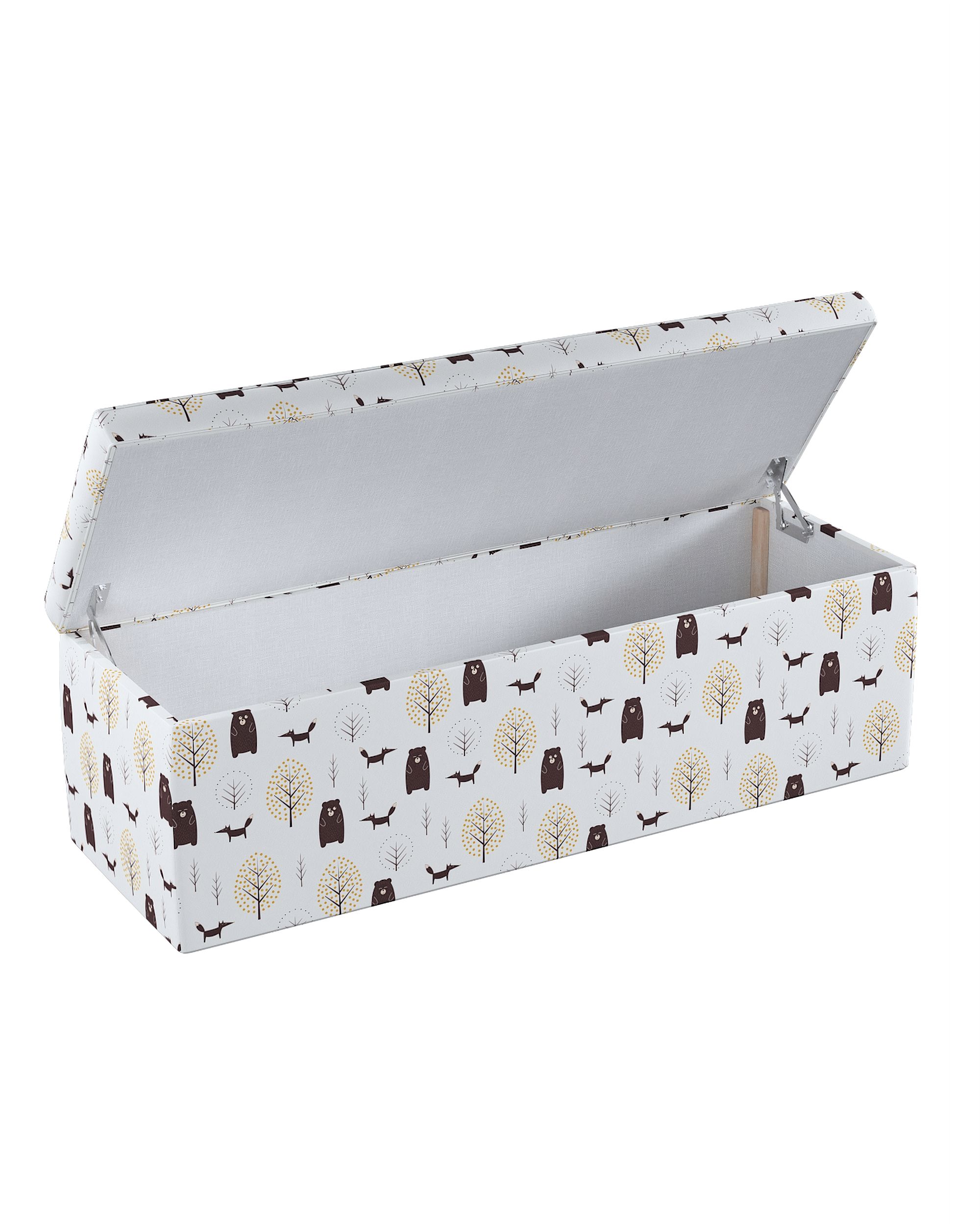 Čalouněný úložný sedací box barva hnědá látka vzorované (hover)