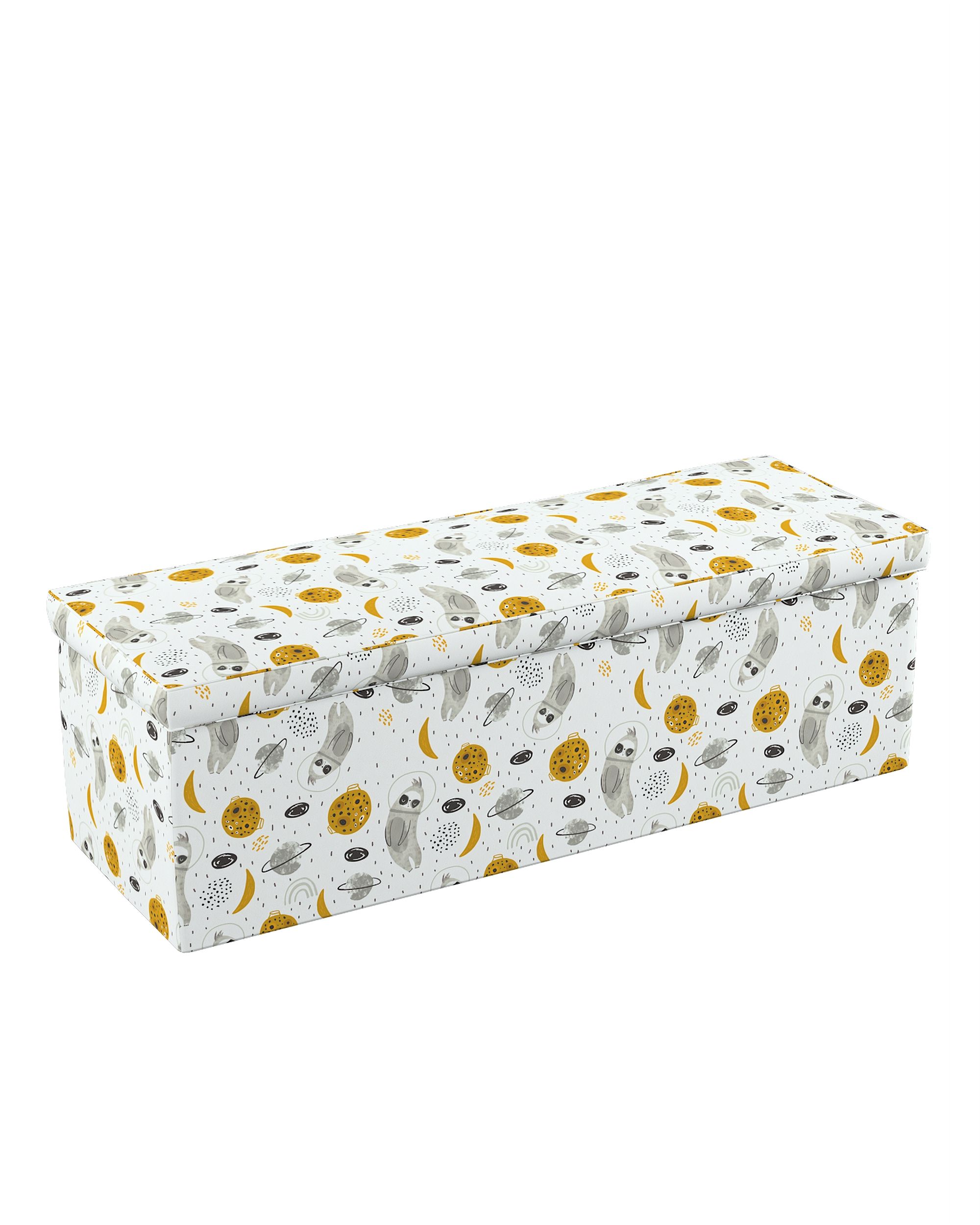 Čalouněný úložný sedací box barva bílá látka vzorované (hover)