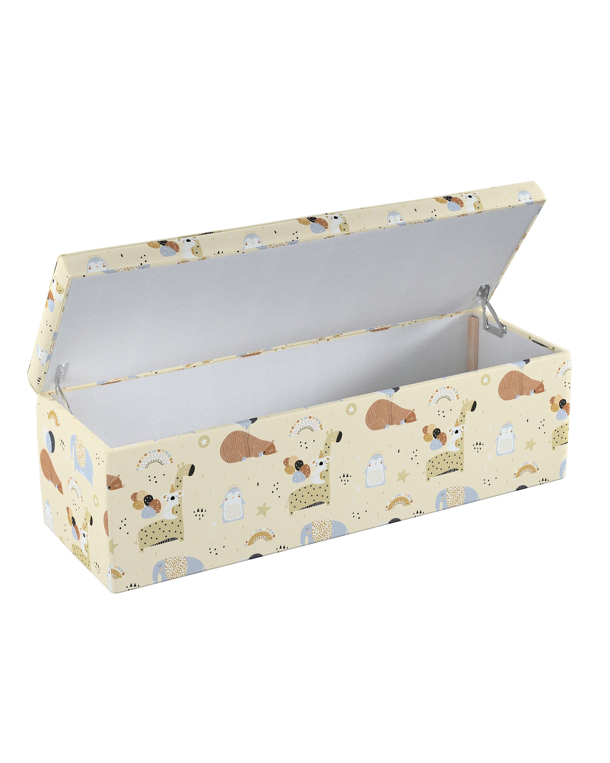 Čalouněný úložný sedací box barva béžová látka vzorované