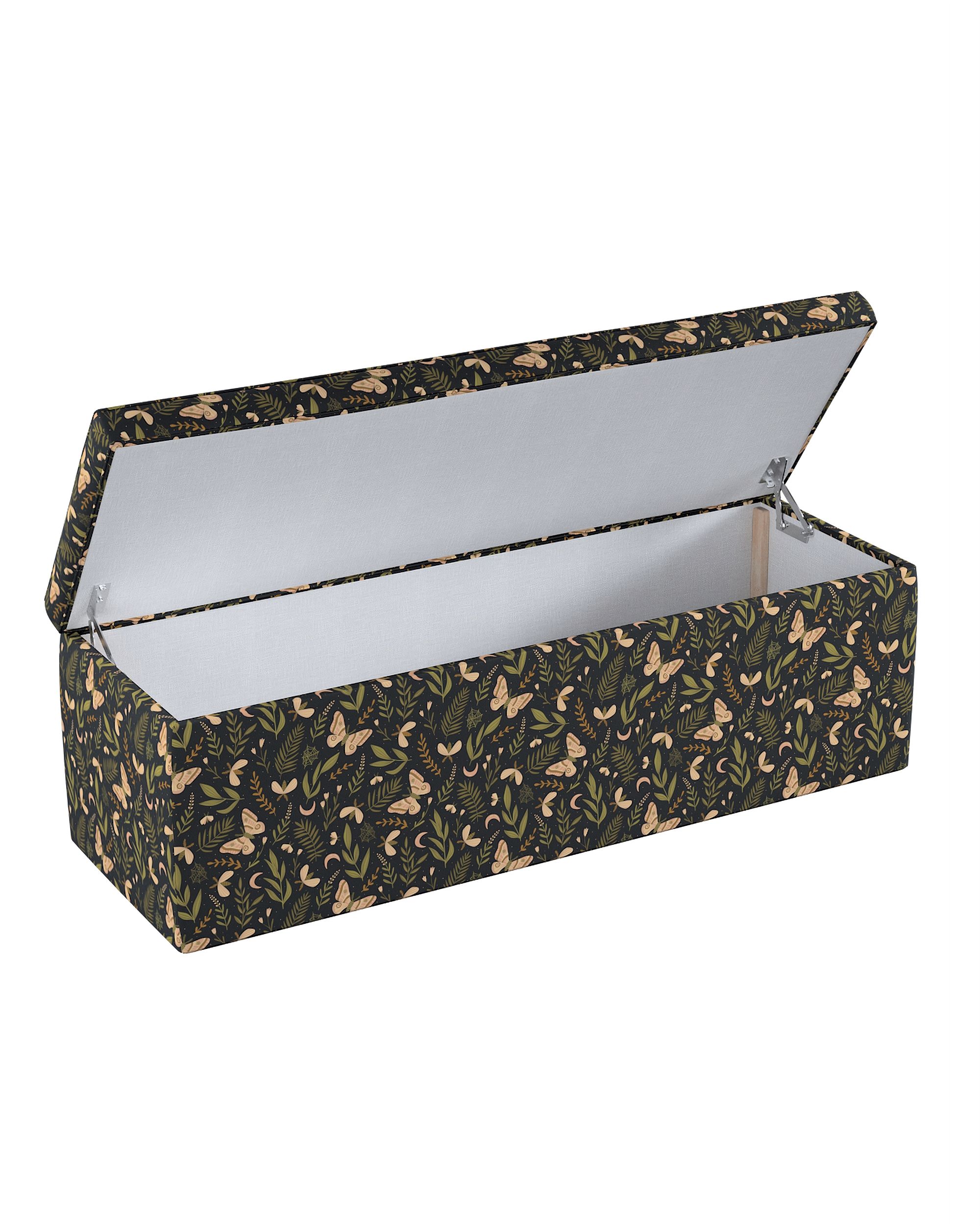 Čalouněný úložný sedací box barva černá látka vzorované