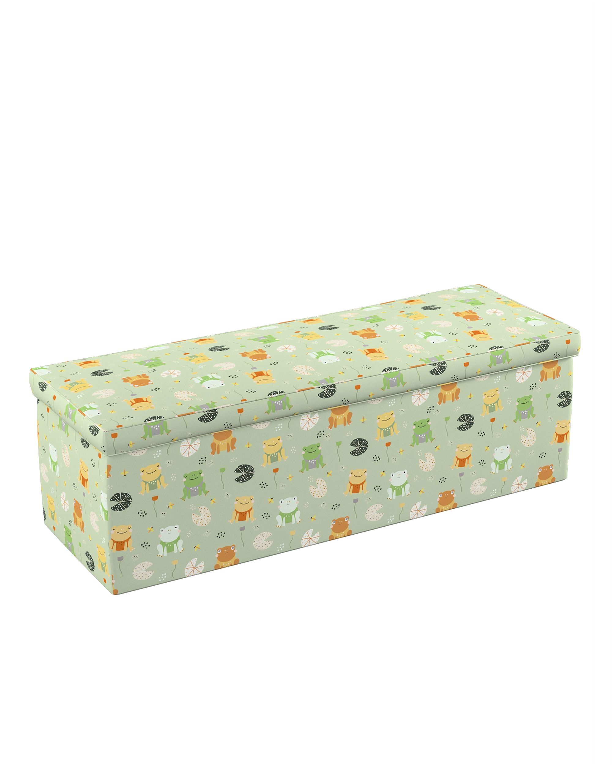 Čalouněný úložný sedací box barva zelená látka vzorované (hover)
