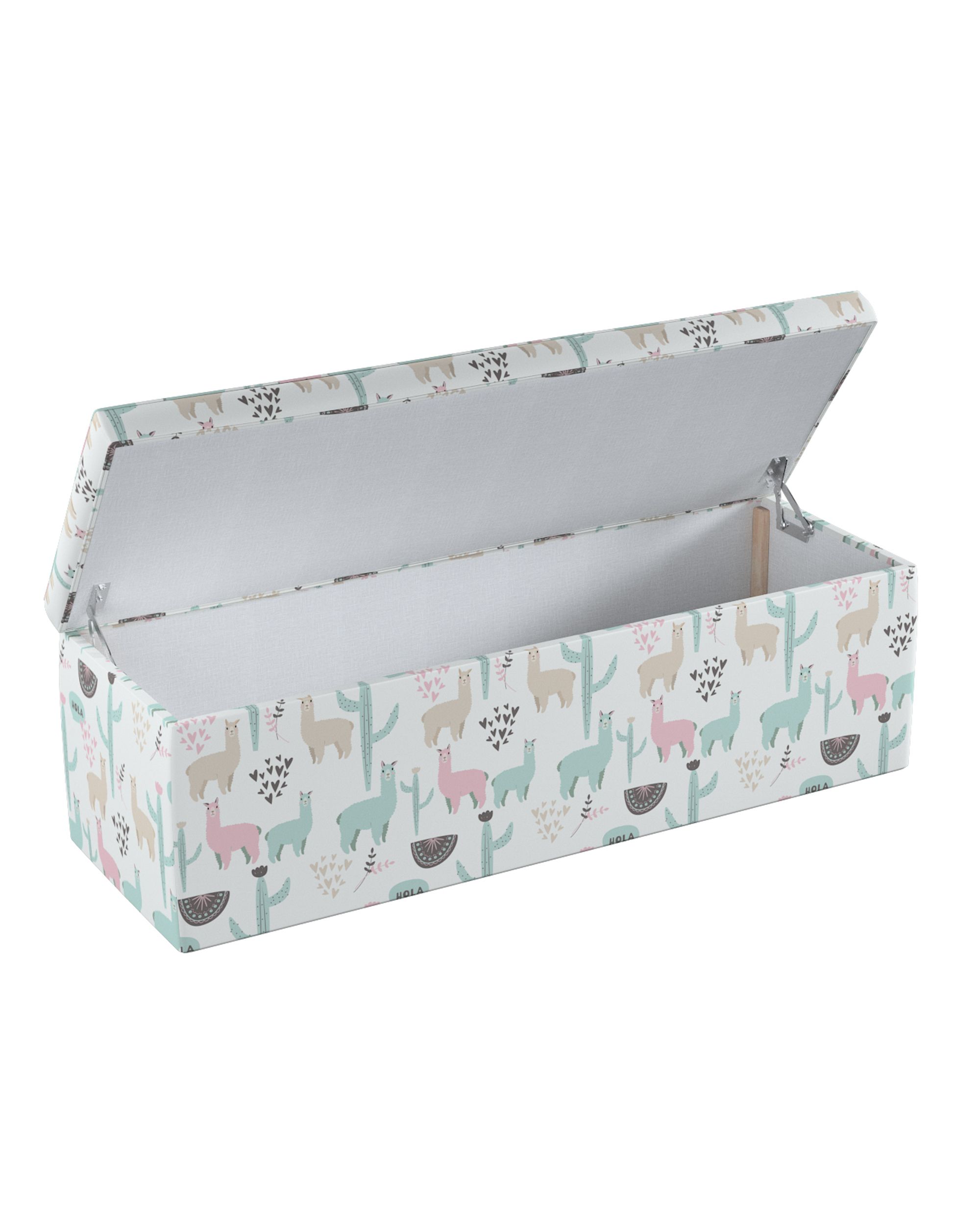 Čalouněný úložný sedací box barva zelená látka vzorované (hover)
