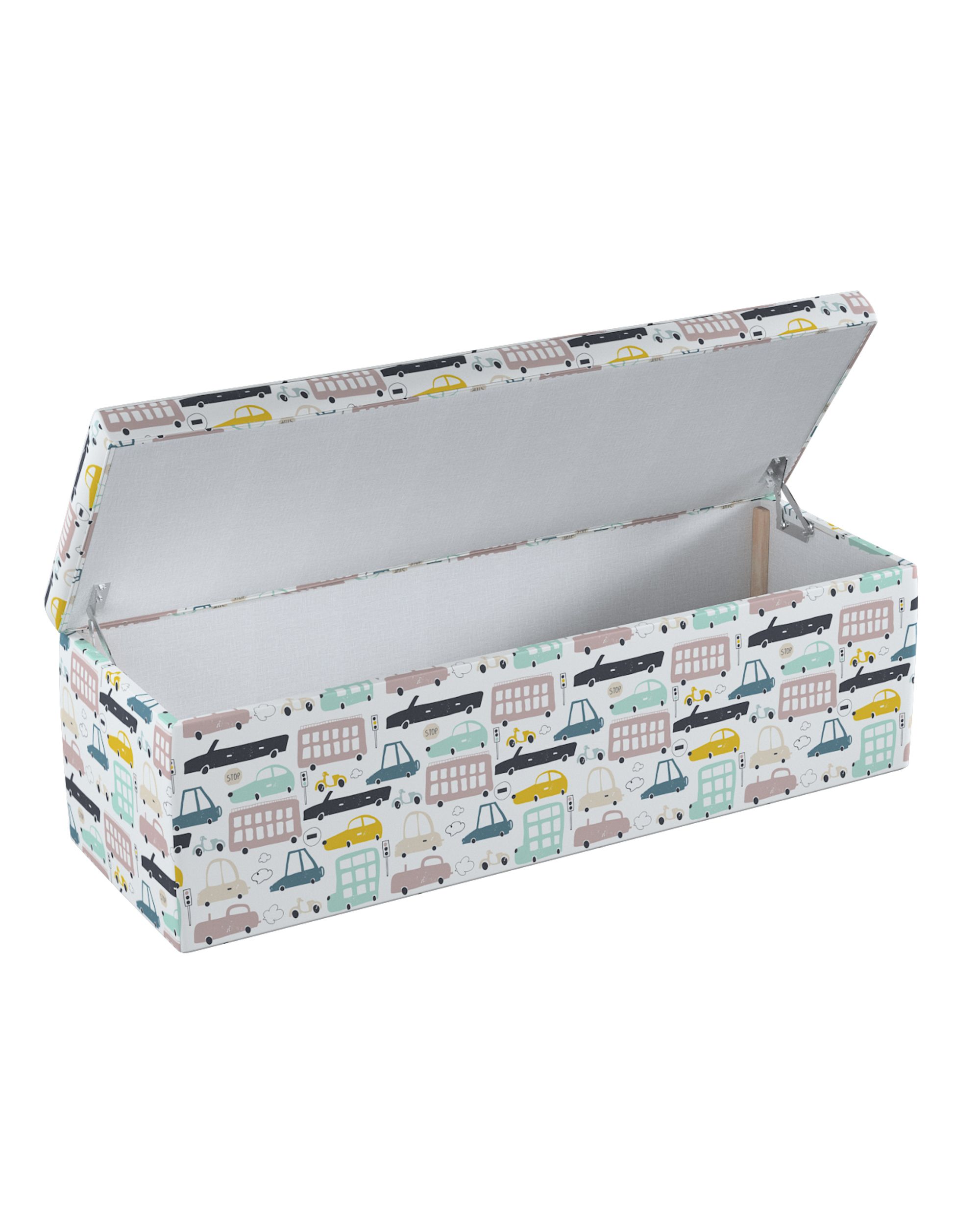 Čalouněný úložný sedací box barva béžová látka vzorované (hover)