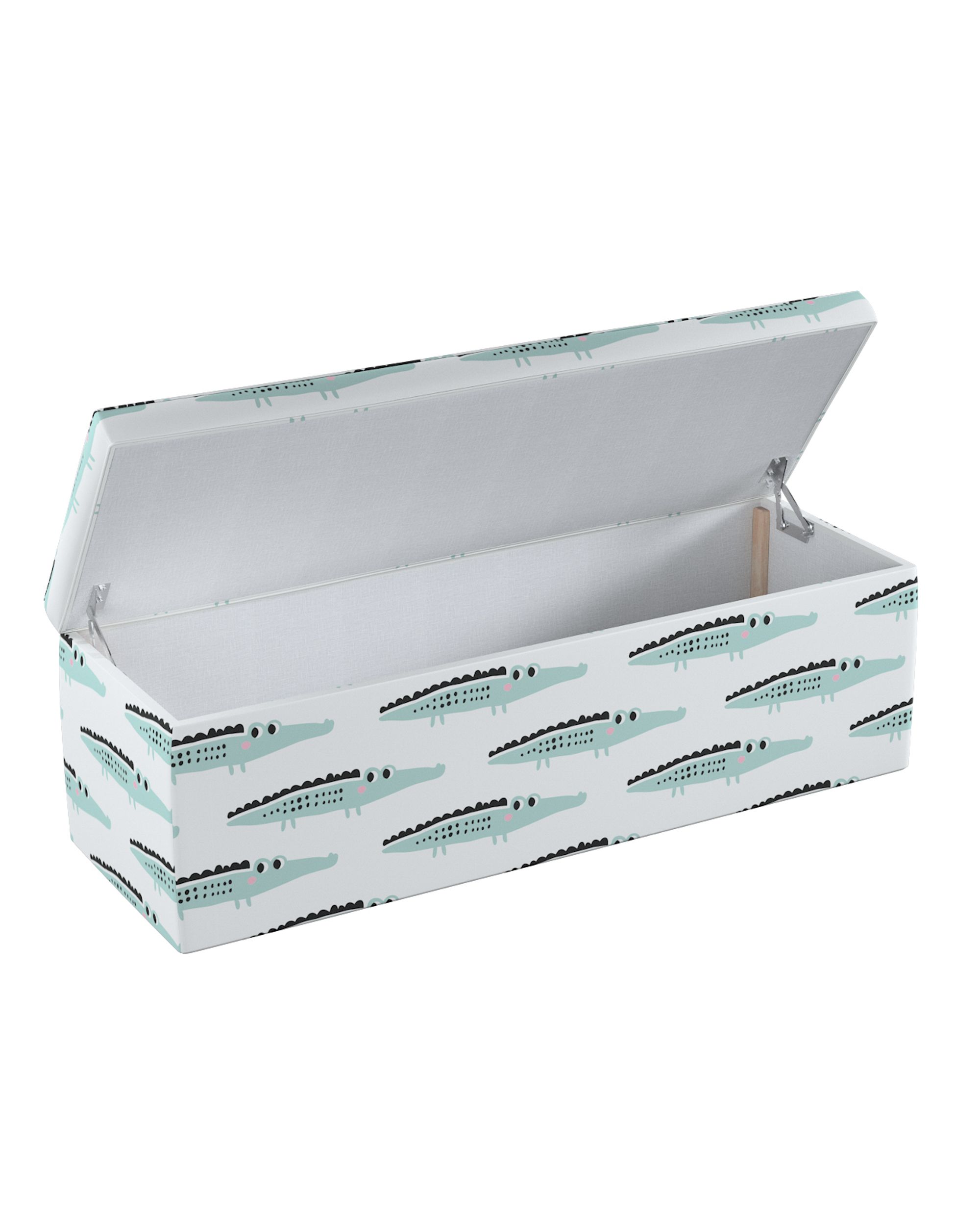 Čalouněný úložný sedací box barva zelená látka vzorované (hover)