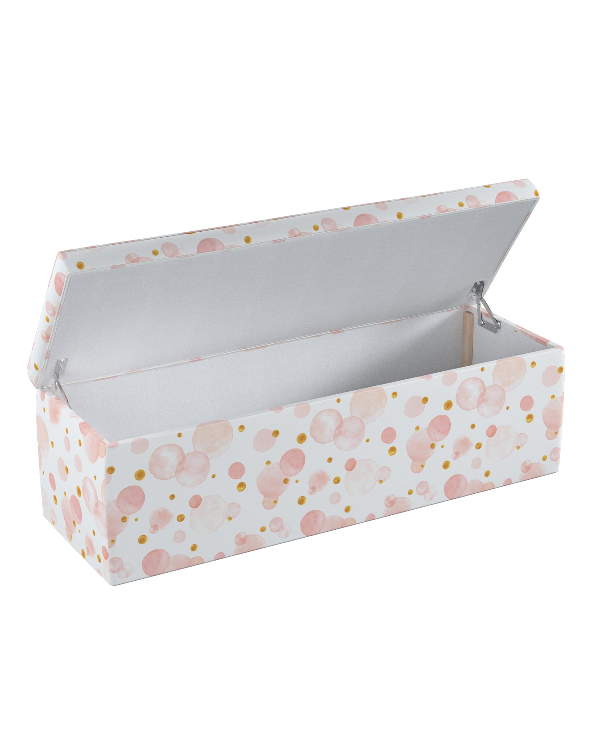 Čalouněný úložný sedací box barva růžová látka vzorované (hover)