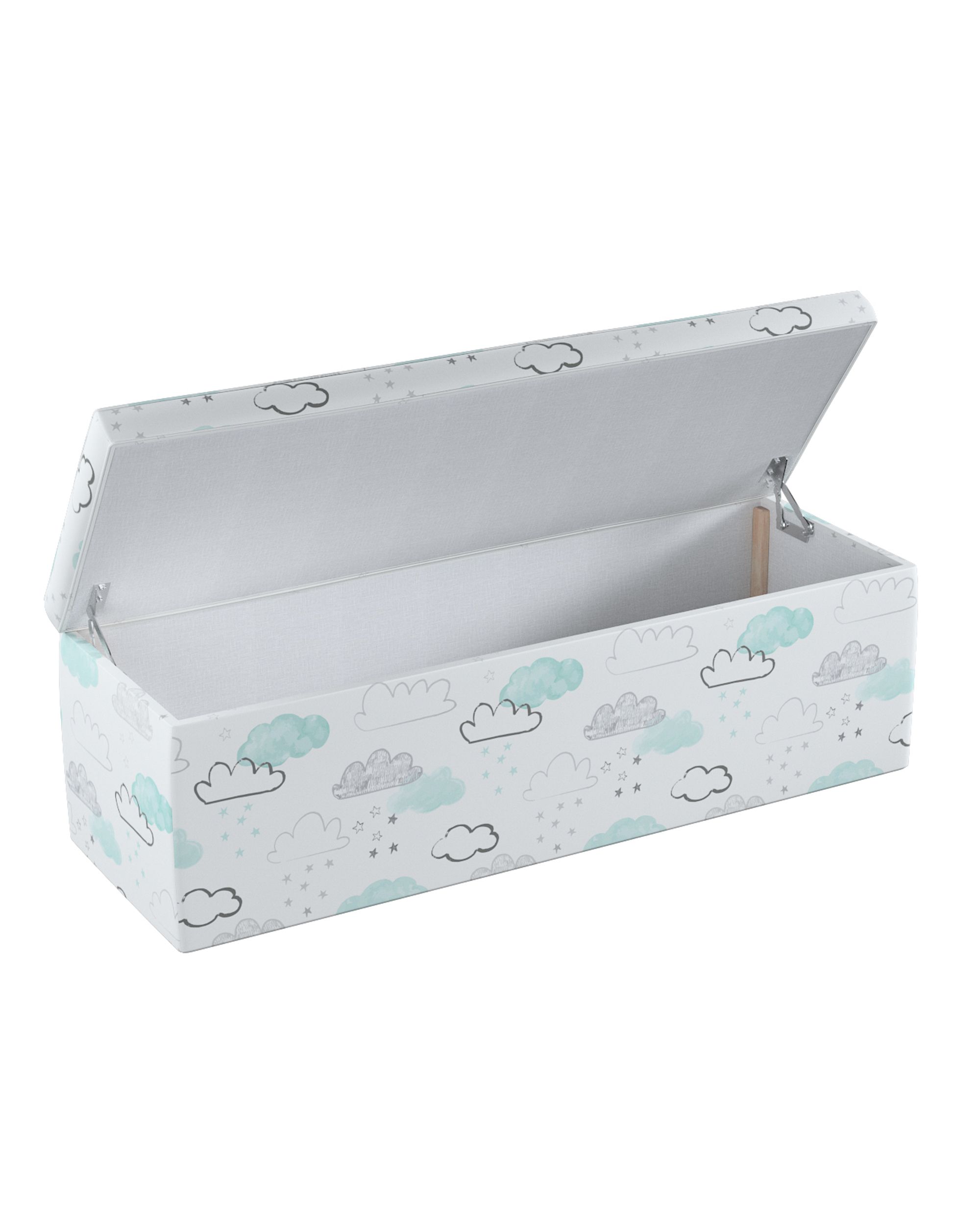Čalouněný úložný sedací box barva bílá látka vzorované (hover)