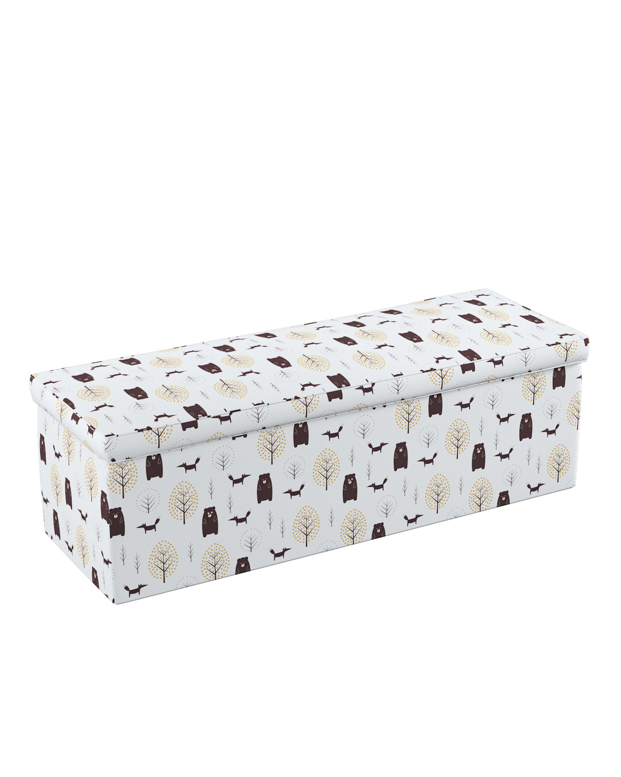 Čalouněný úložný sedací box barva hnědá látka vzorované