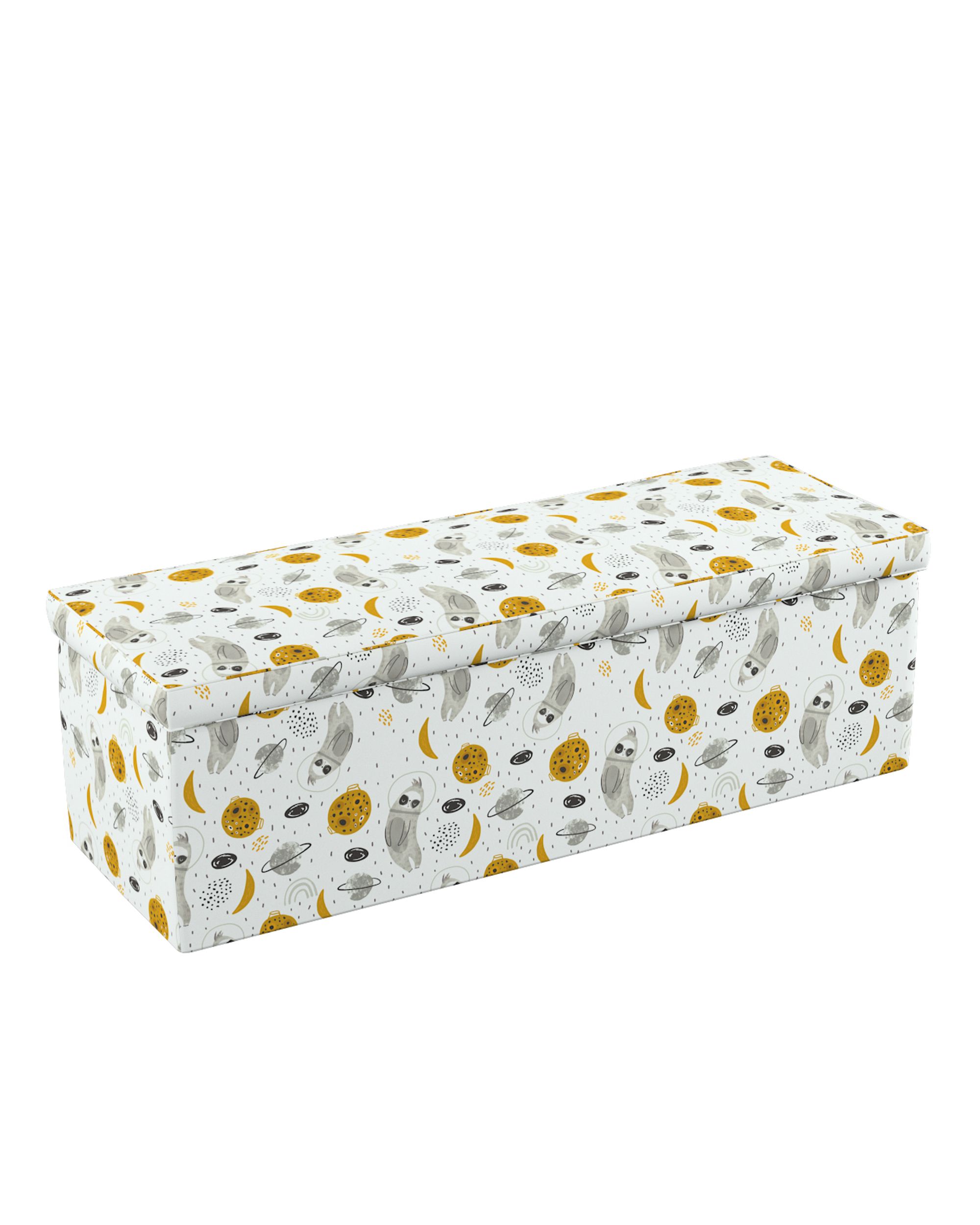 Čalouněný úložný sedací box barva bílá látka vzorované (hover)