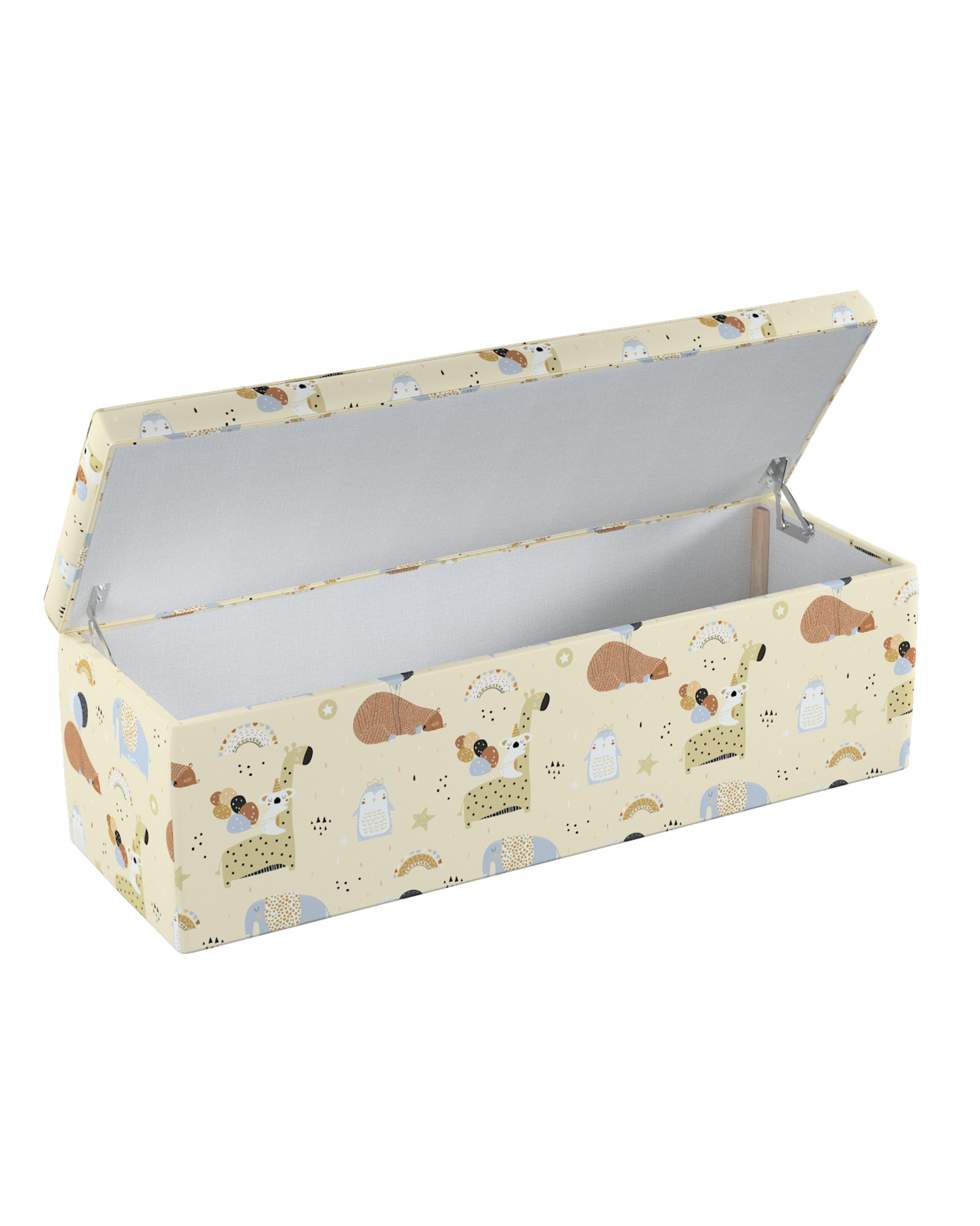 Čalouněný úložný sedací box barva béžová látka vzorované