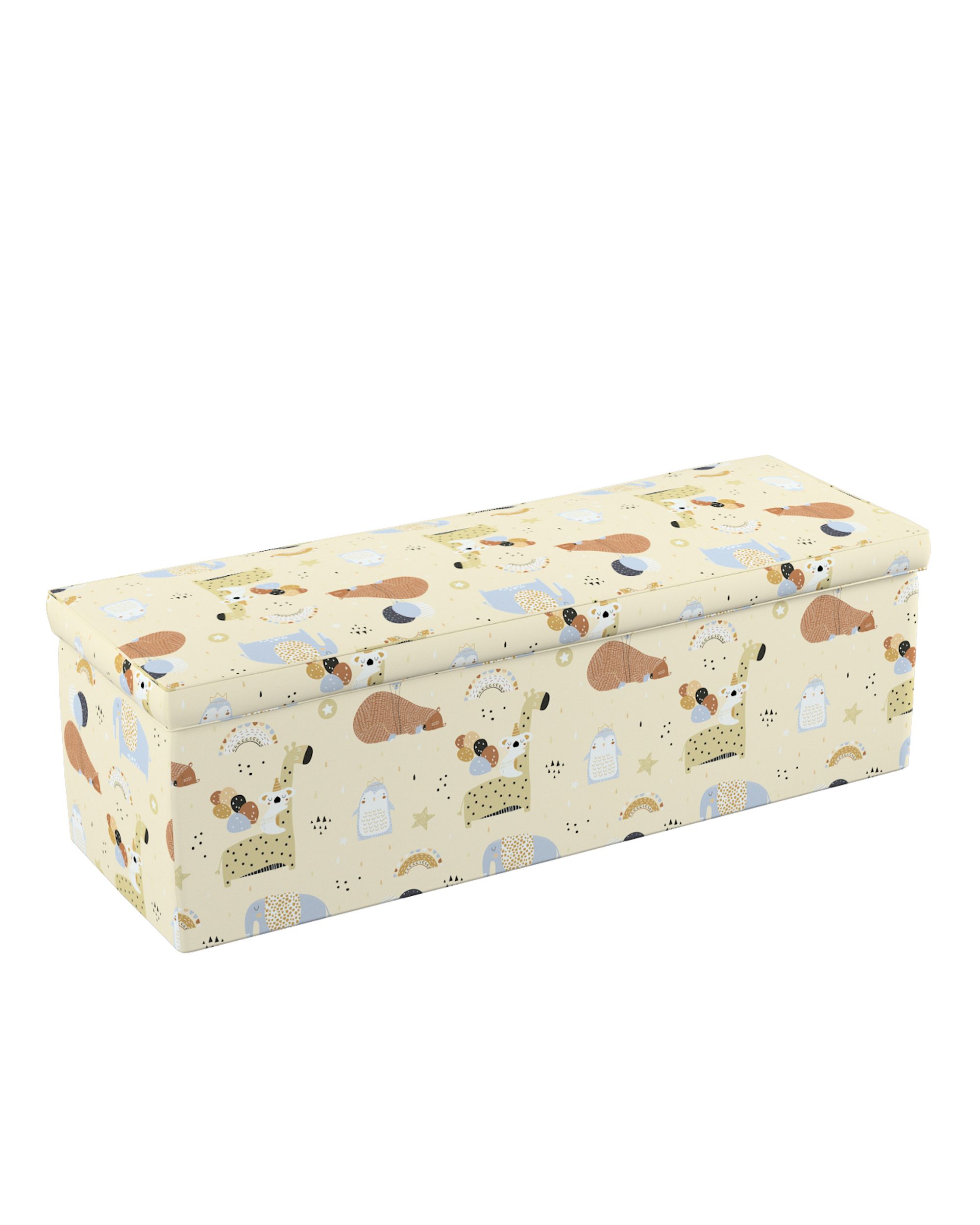 Čalouněný úložný sedací box barva béžová látka vzorované (hover)