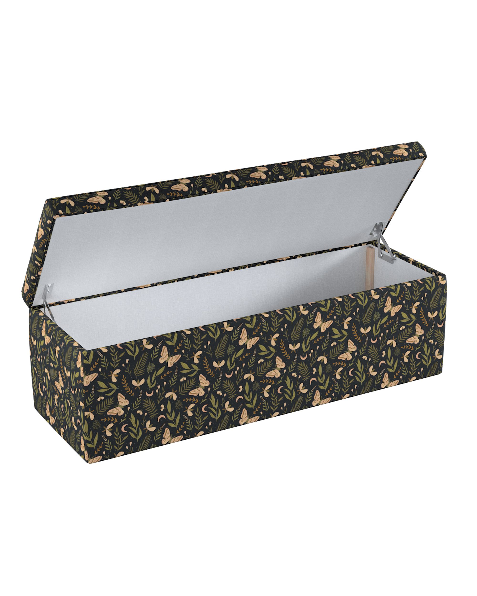Čalouněný úložný sedací box barva černá látka vzorované