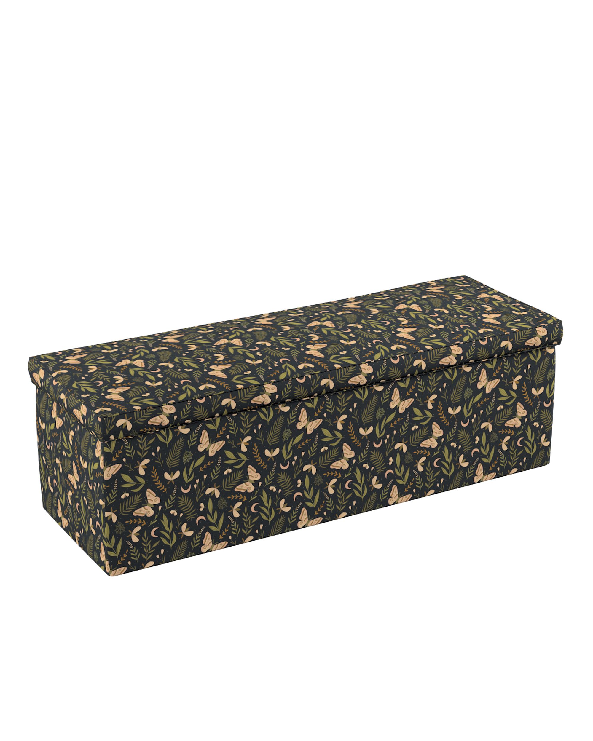 Čalouněný úložný sedací box barva černá látka vzorované (hover)