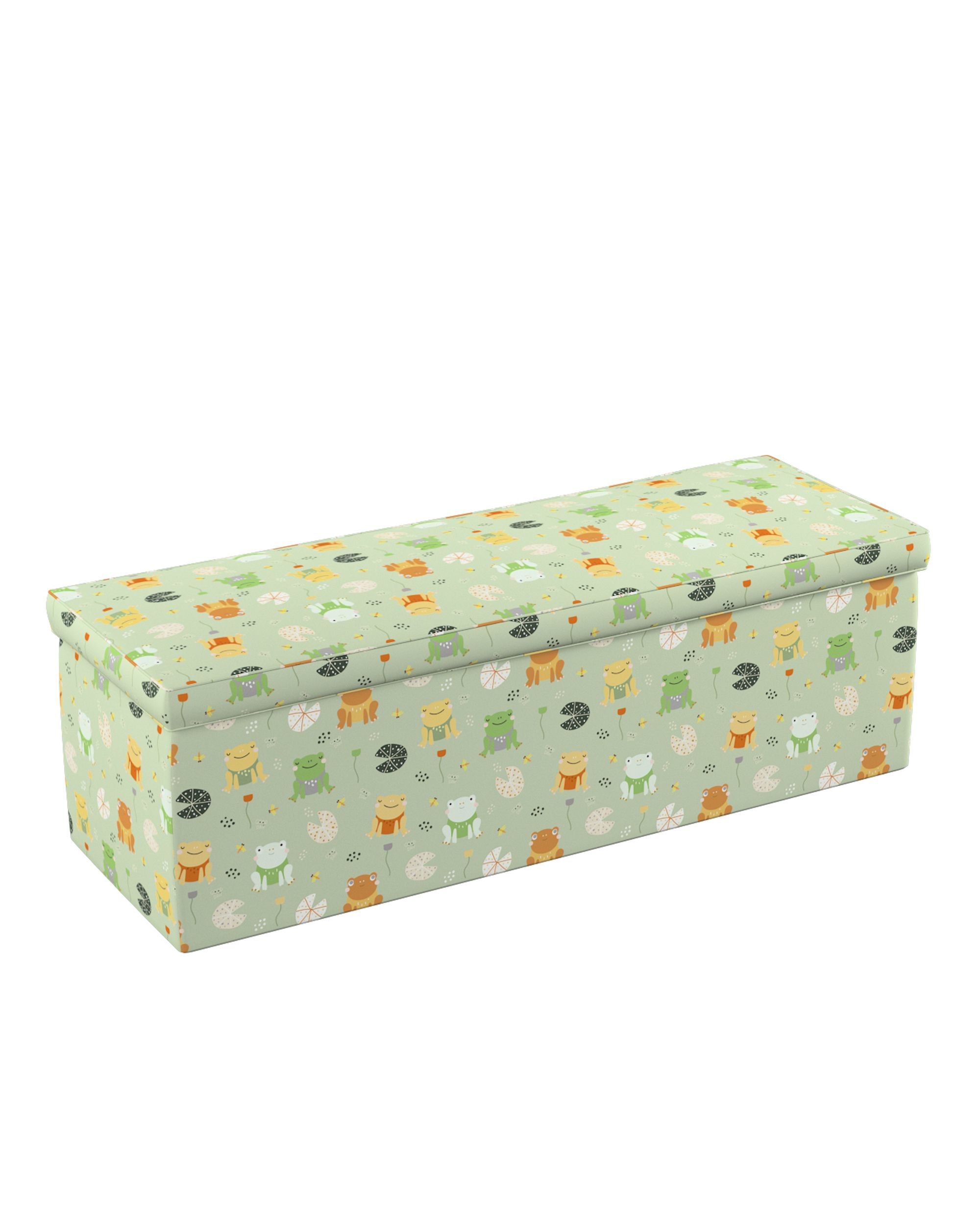 Čalouněný úložný sedací box barva zelená látka vzorované (hover)