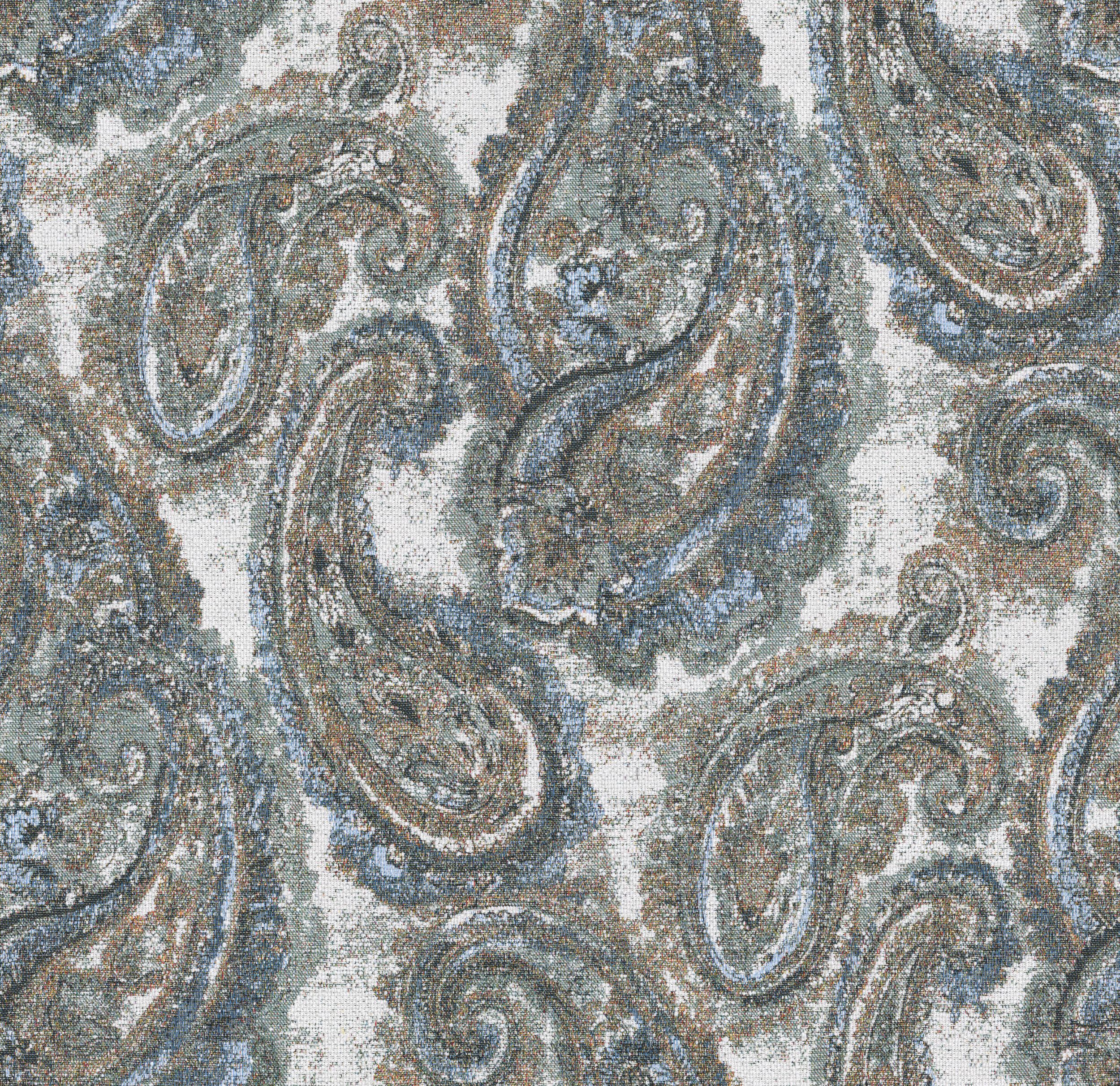145-33 modro-zelený paisley na krémovém podkladu